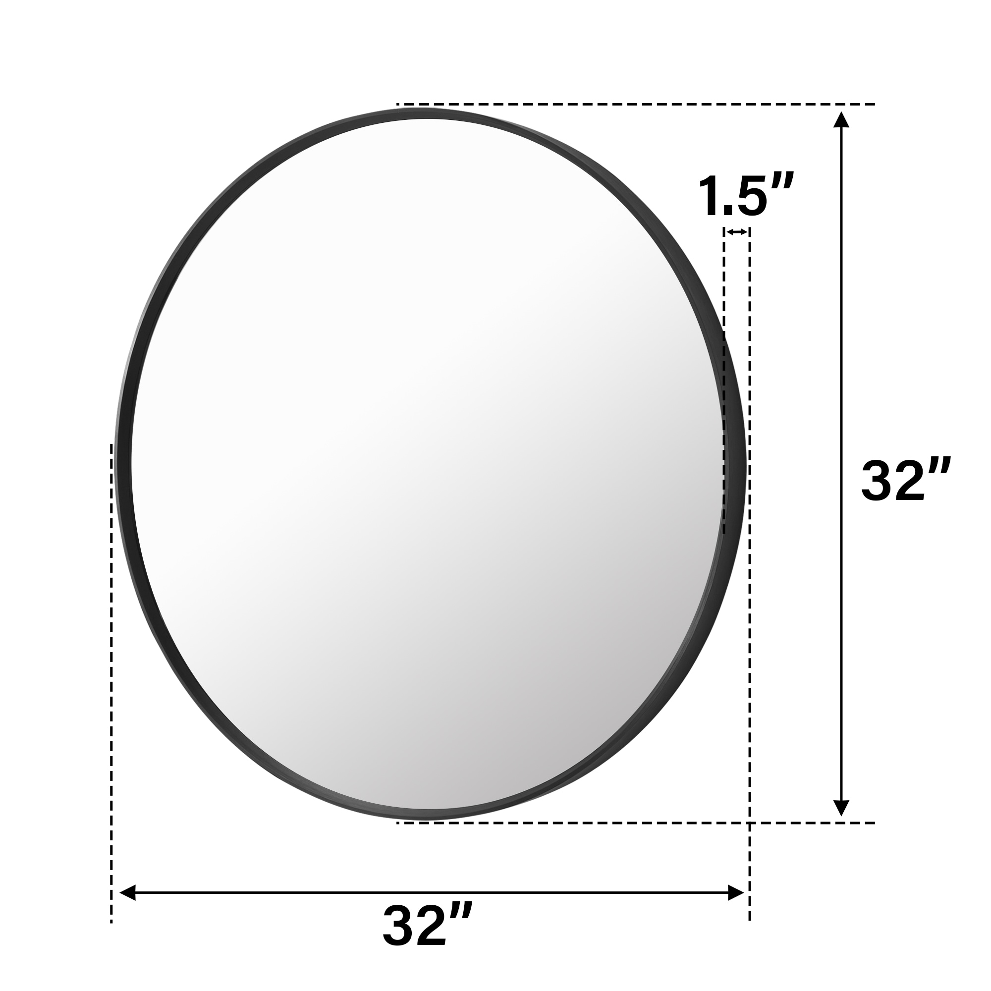 Forclover 32-in x 32-in Framed Round Bathroom Vanity Mirror (Black) in ...