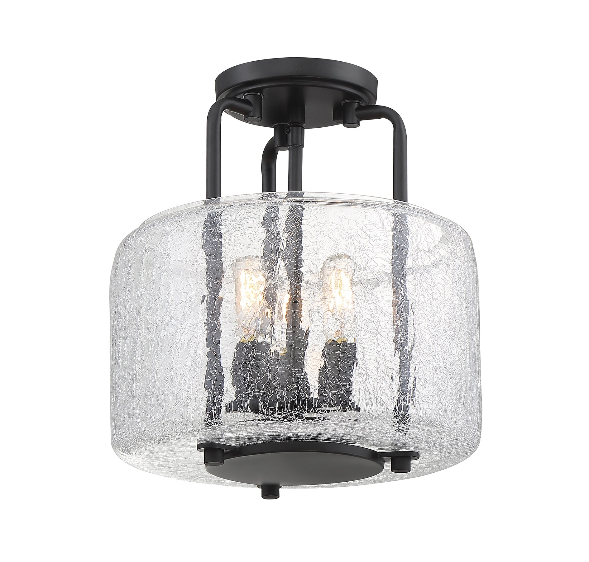 Avalon Transitional 3-Light Nickel & Glass Semi-Flush Mount in Black