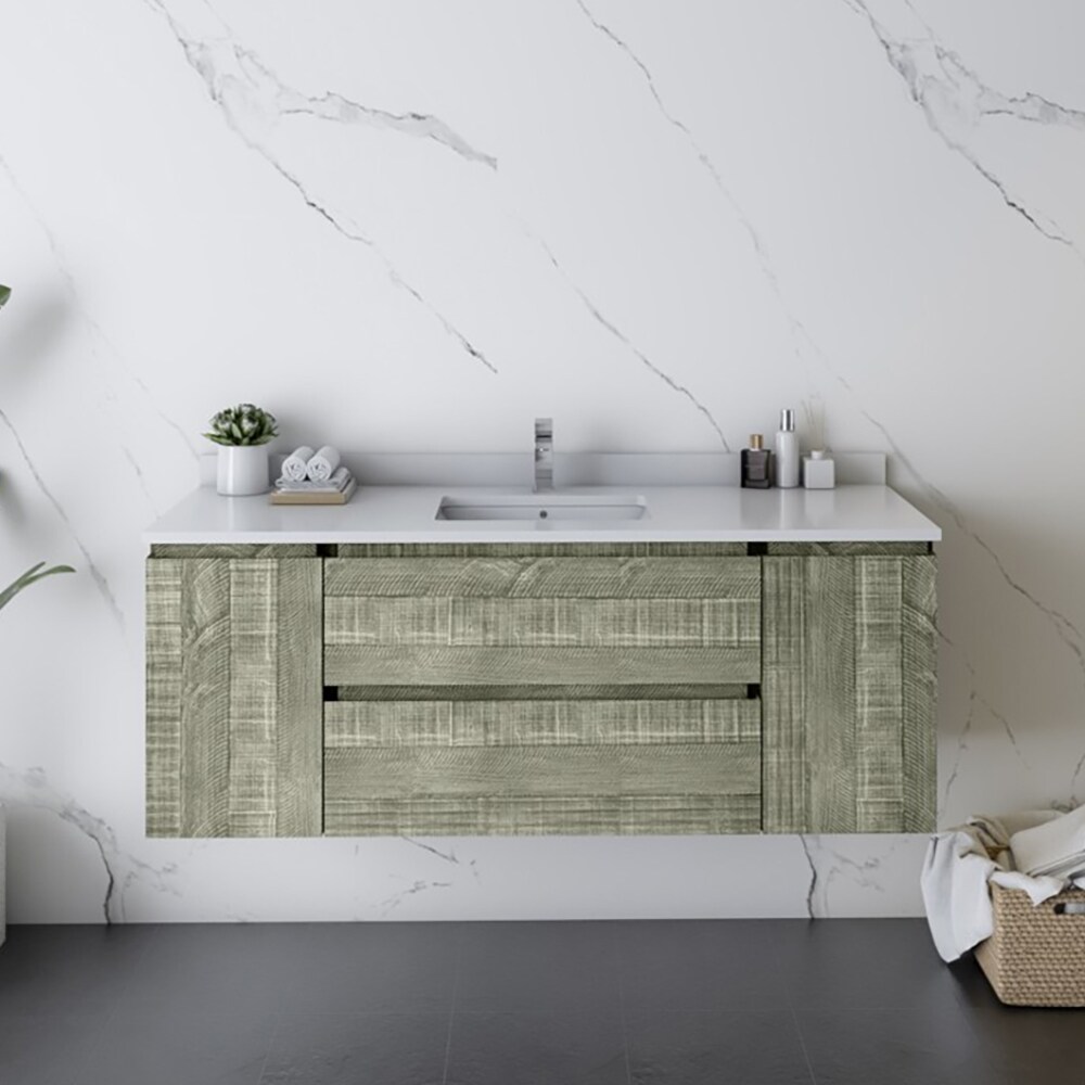 Formosa 53" Gray Acacia Wall-Mounted Single Sink Vanity