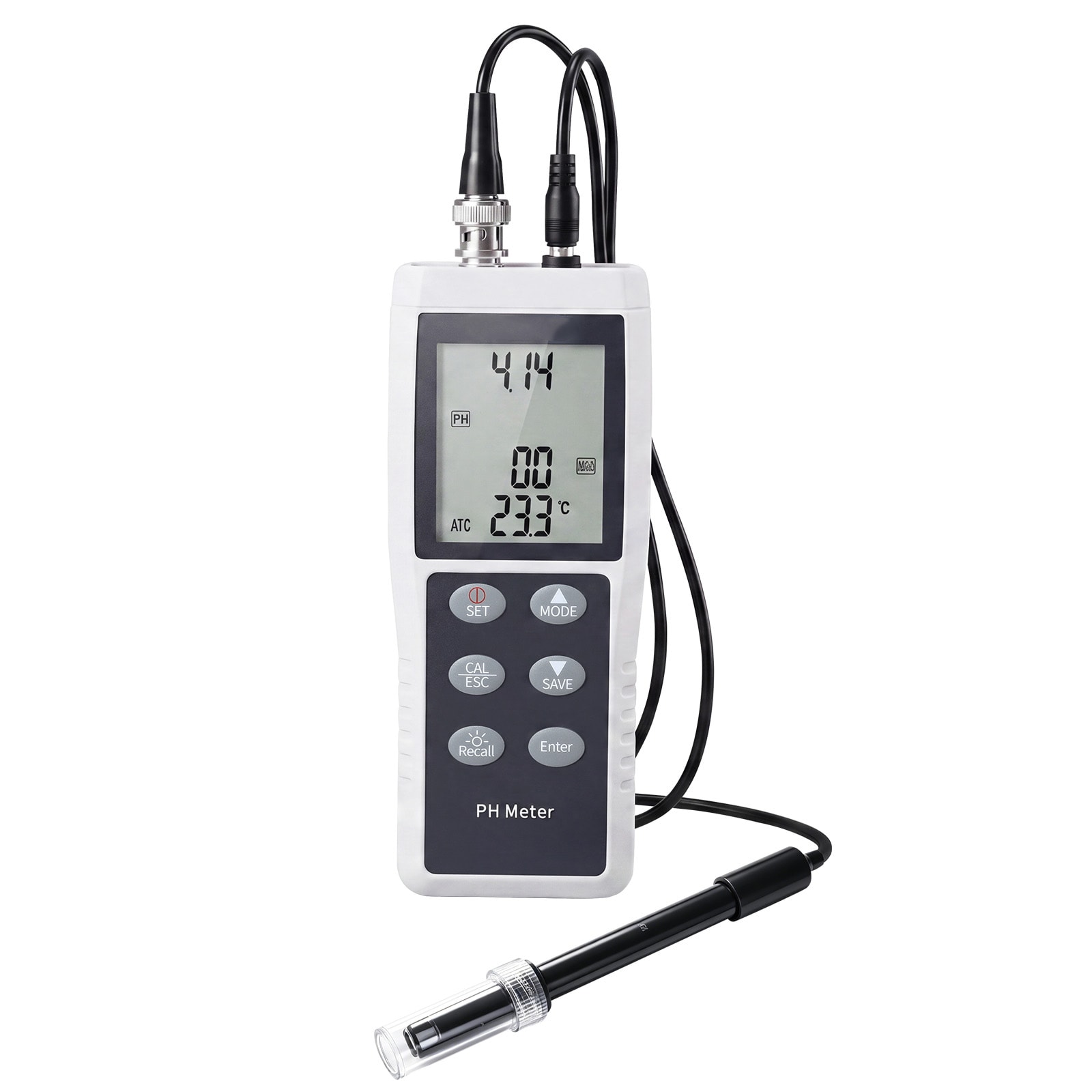 VEVOR pH Meter 0-14 pH Range IP68 Waterproof Probe 3-Point Auto Calibration Portable Tester Kit with Calibration Powder Packets Temperature Probe Carrying Case for Drinking Water Hydroponics