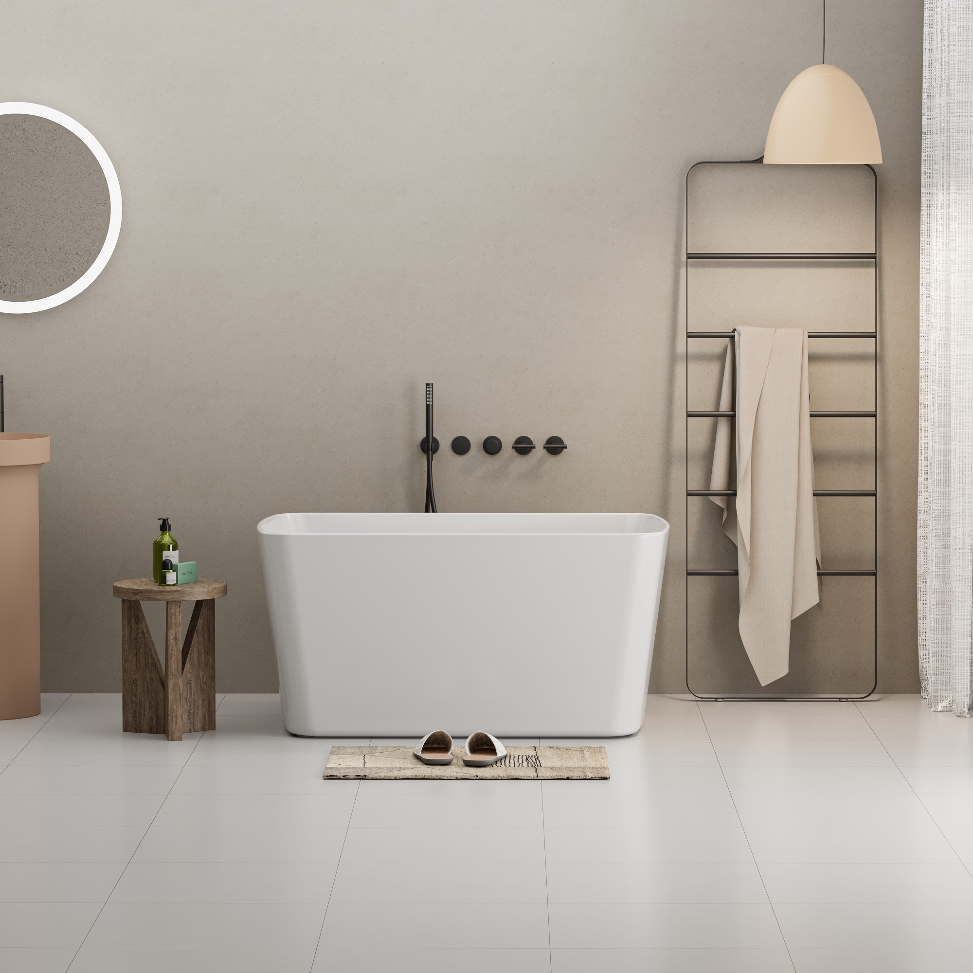 LUCKY ONE - 28-in x 49-in White Acrylic Rectangle Freestanding Soaking Bathtub with Drain