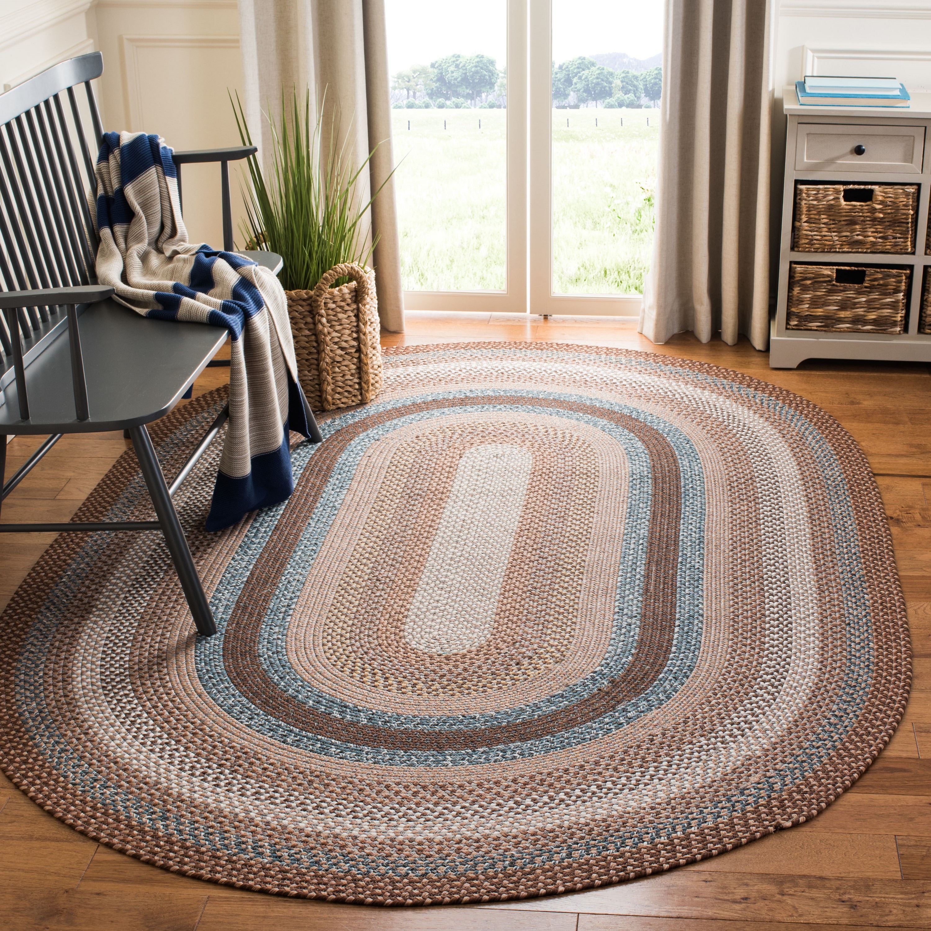 Graphite Grey Rectangular UD Braided Rugs Washable, Indoor-Outdoor