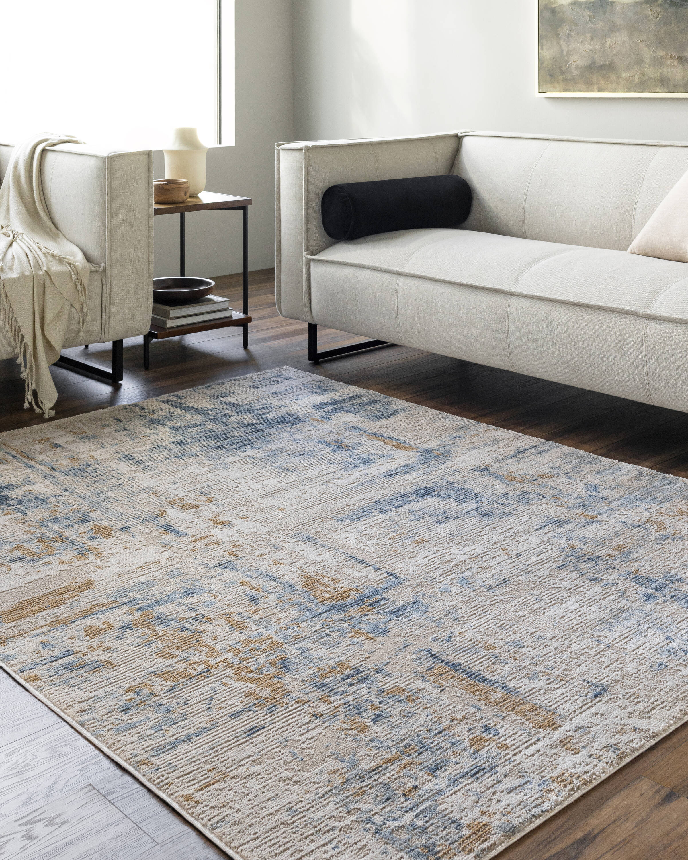 Livabliss ALG2360-537 Allegro 5 x 7 (ft) Loomed Polyester Tan Rectangular Indoor Abstract Rustic Area rug