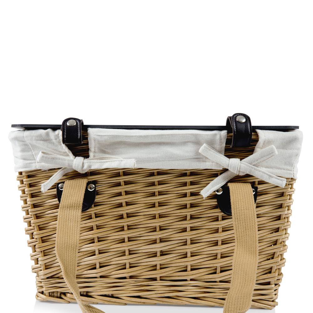 Small Natural Wicker Picnic Basket with Red Gingham Lid
