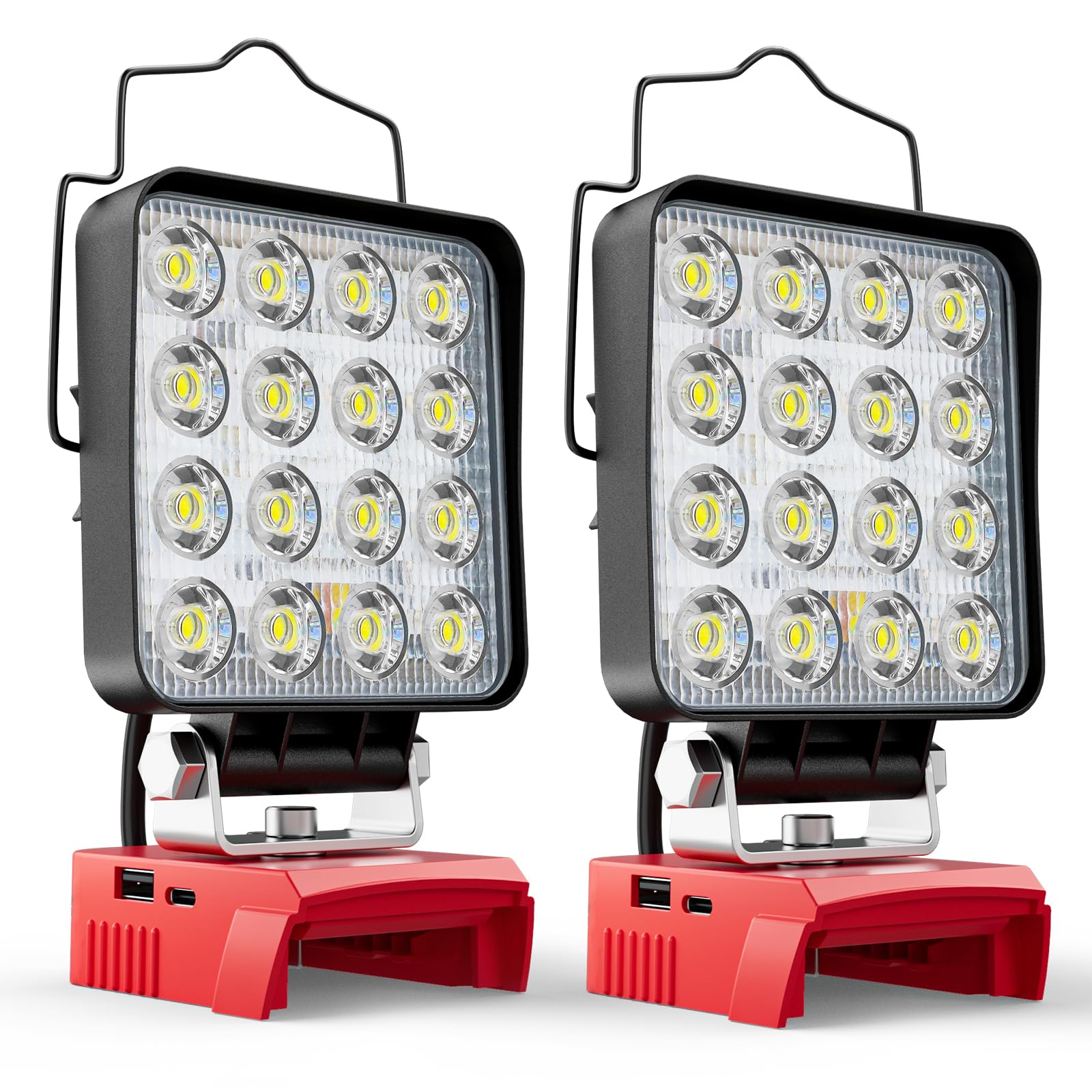 DYRCJ  LED Work Light Compatible with Milwaukee 18V power cell 2PCS 112W Portable Flood Light with USB Type C Charger Port Cordless Tools