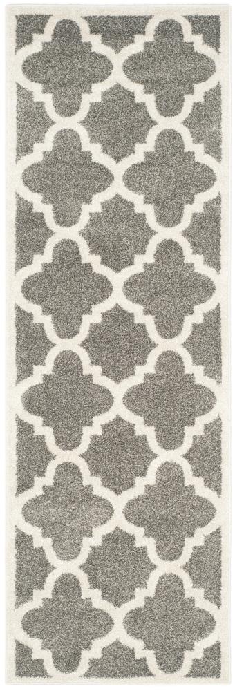 Safavieh AMT423R-27 Pompey 2 x 7 (ft) Loomed Polypropylene Dark Gray/Beige Rectangular Indoor/Outdoor Trellis Runner rug