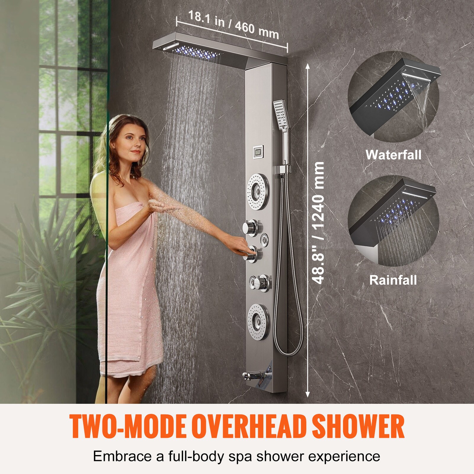 VEVOR SCFTYS6CS2MS02453V9 Showerhead-Bar-Panels - View #2