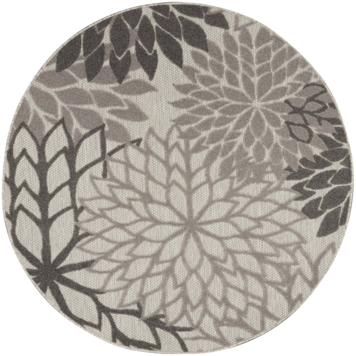 HomeRoots 4000384702 5 x 5 (ft) Polypropylene Silver Grey Round Indoor/Outdoor Area rug