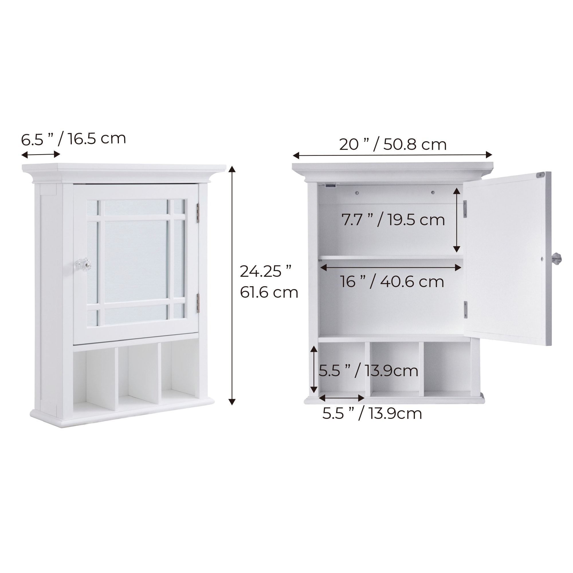 Teamson Home Neal 20-in x 24.25-in Surface Mount White Medicine Cabinet ...