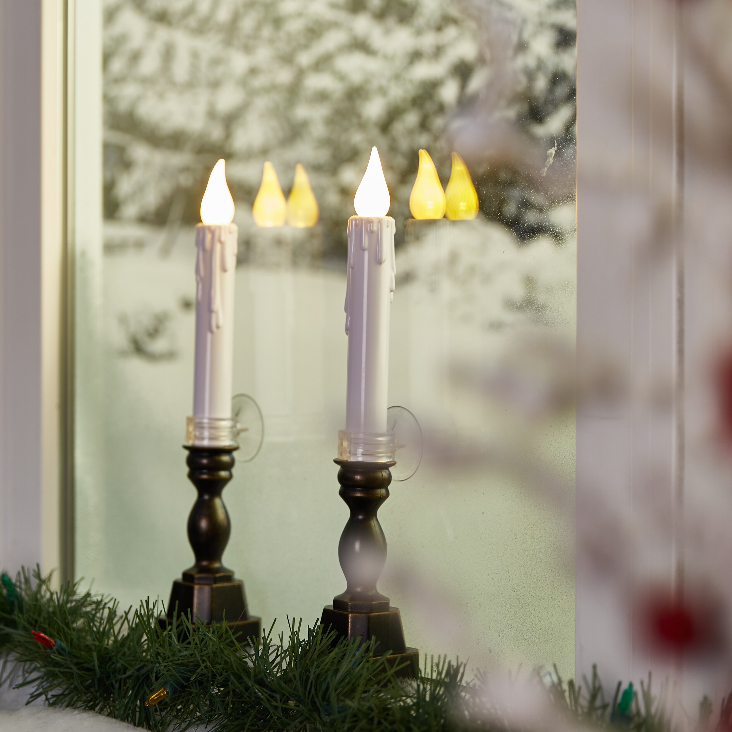 GE 12-in Decor Decor in Lighted the at Candle Christmas Christmas Battery-operated (2-Pack) department