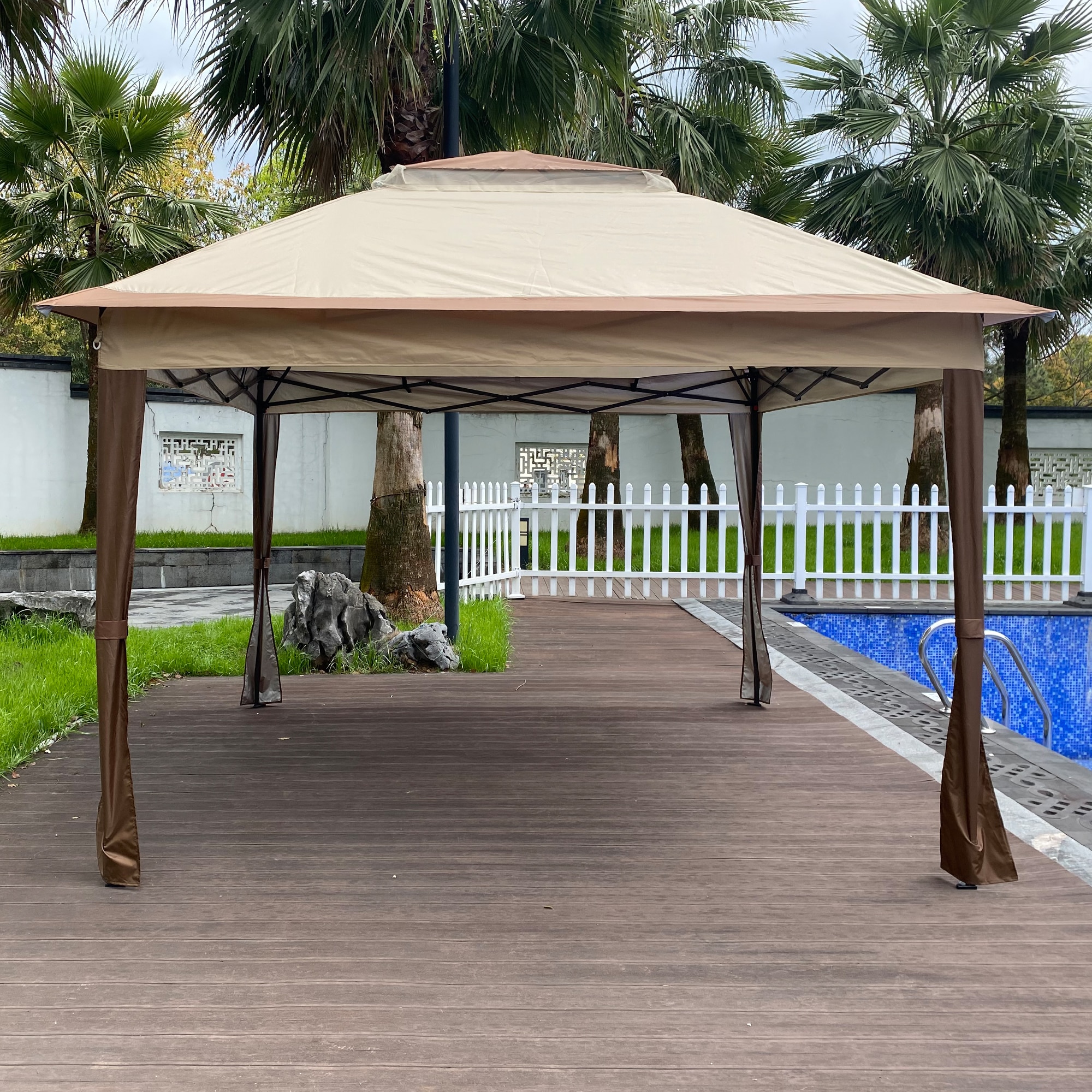 Bayfeve 11-ft x 11-ft Outdoor Patio Gazebo Square Coffee Bayfeve 11-ft x 11-ft Outdoor Patio Gazebo Square Coffee