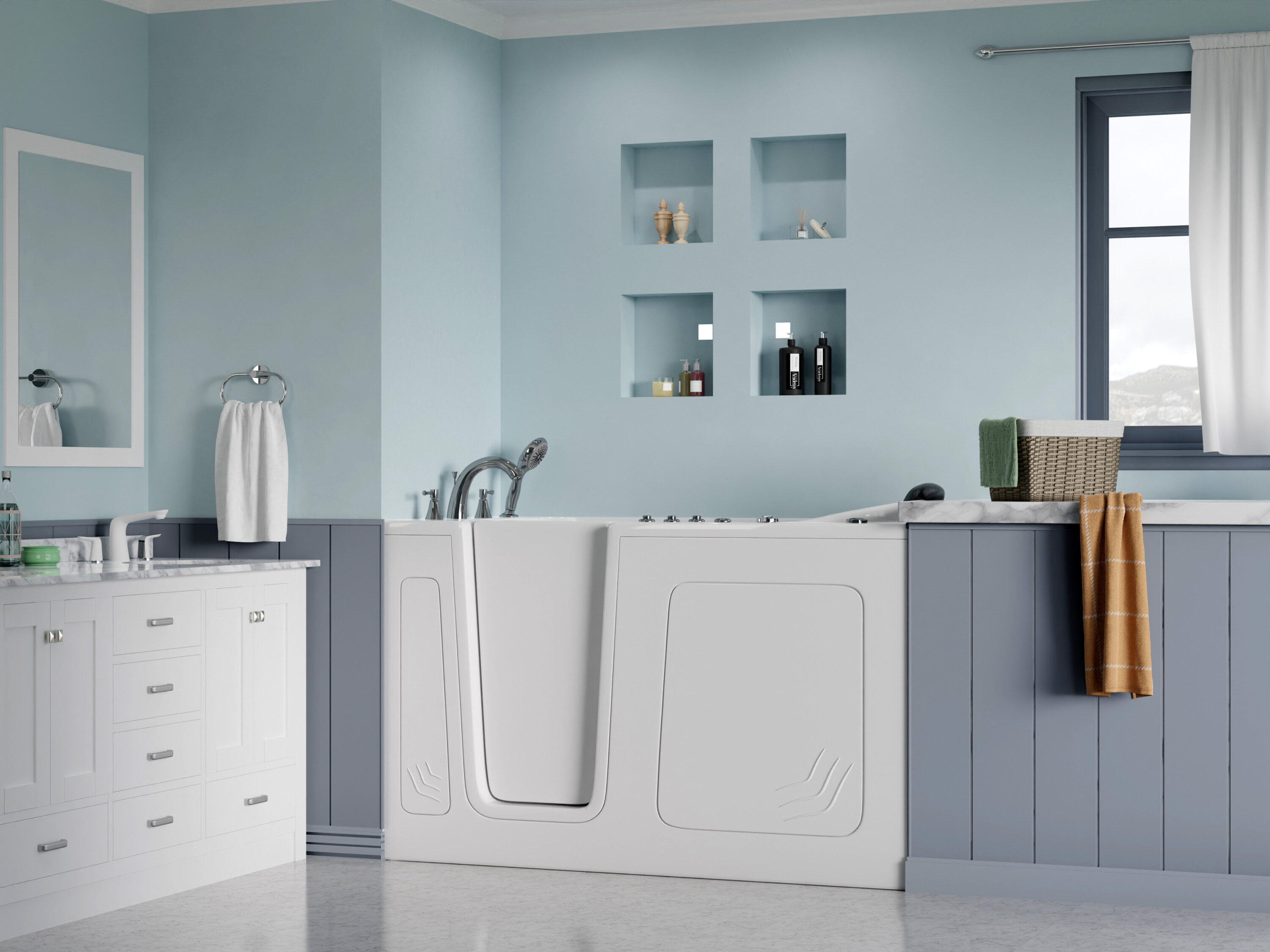 Endurance 32-in x 59.625-in White Acrylic Walk-In Whirlpool and Air ...