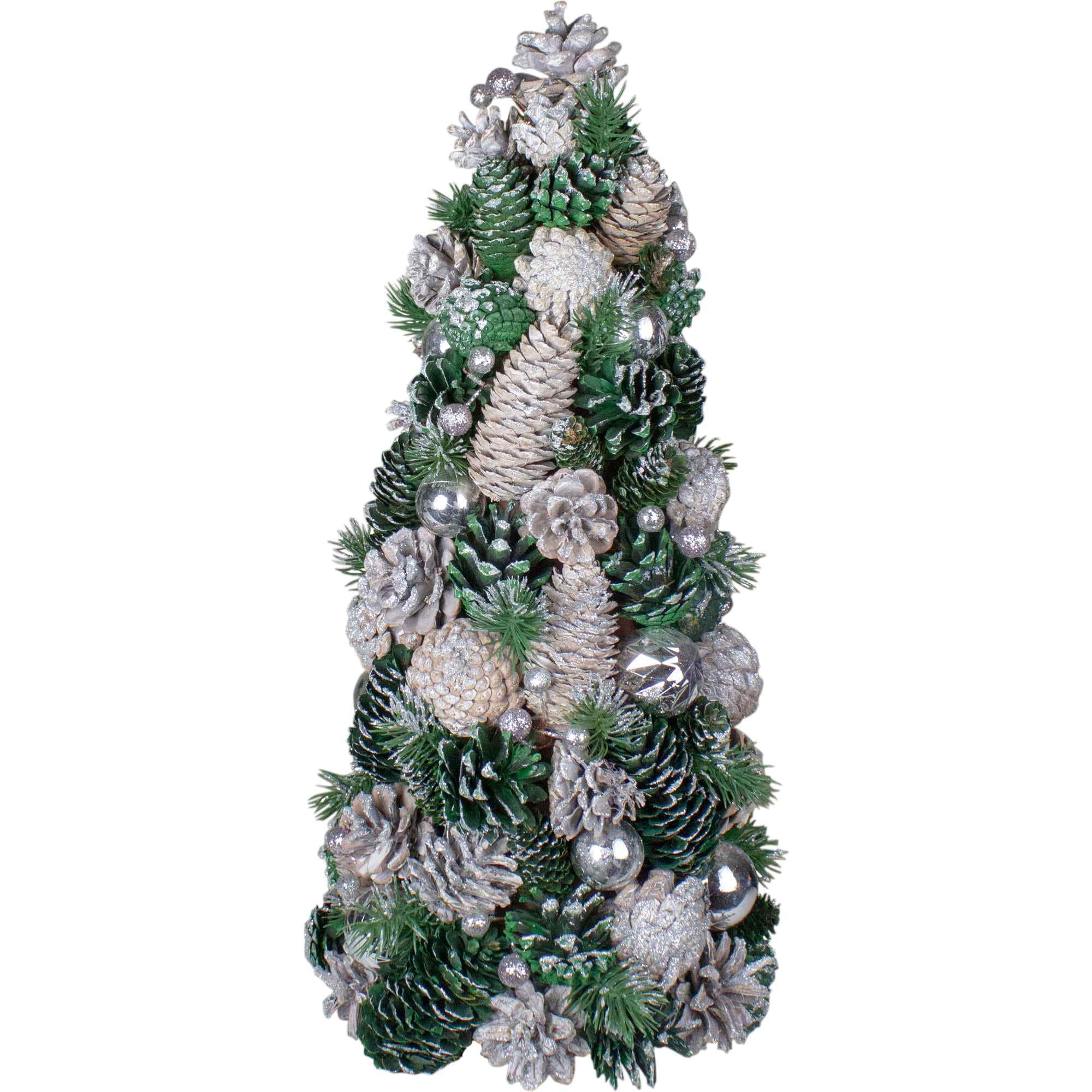 Northlight Pinecone and Ornaments Glitter Cone Christmas Tree - 18 inch