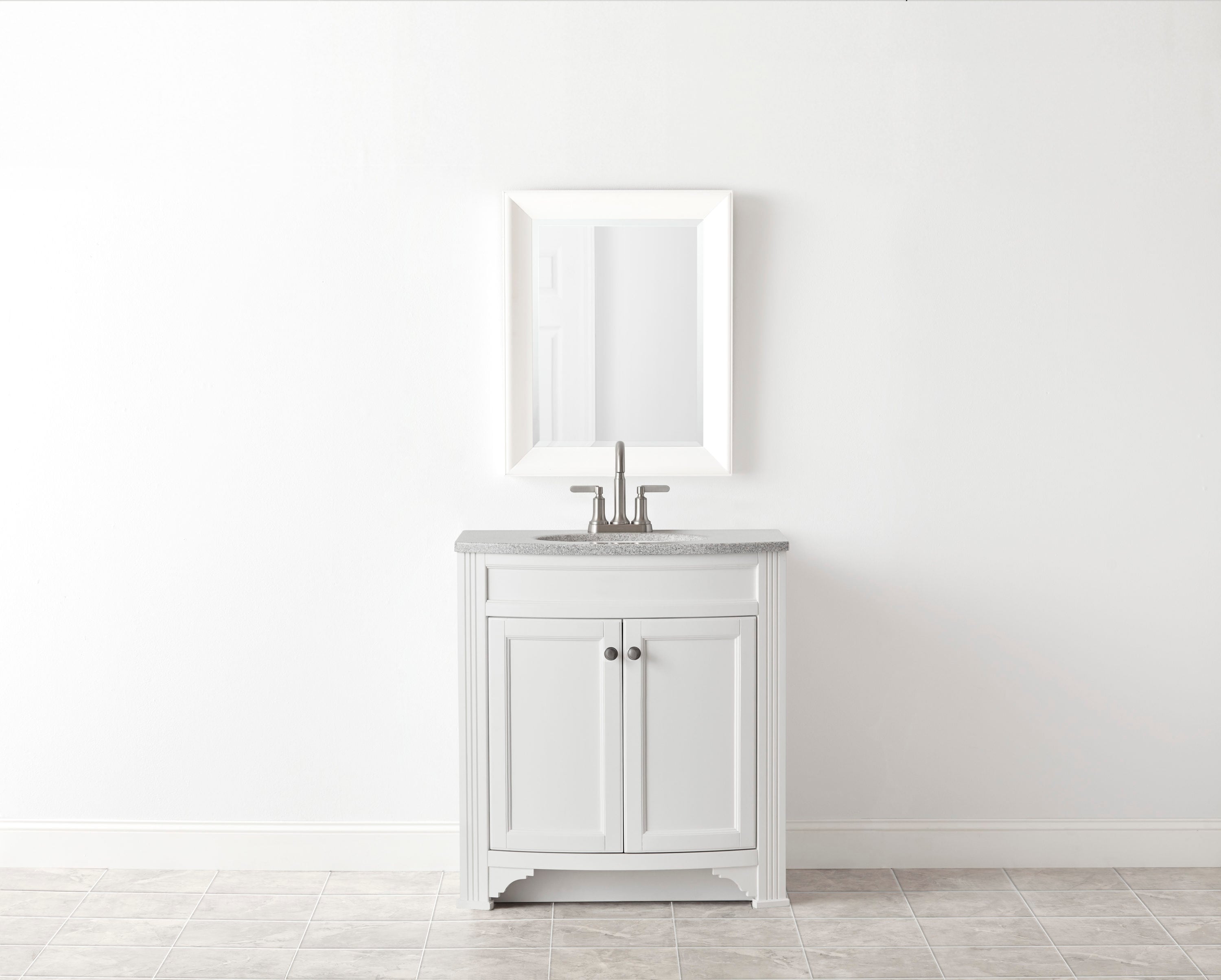 Style Selections Delyse 30-in White Single Sink Bathroom Vanity with Pepper Solid Surface Top