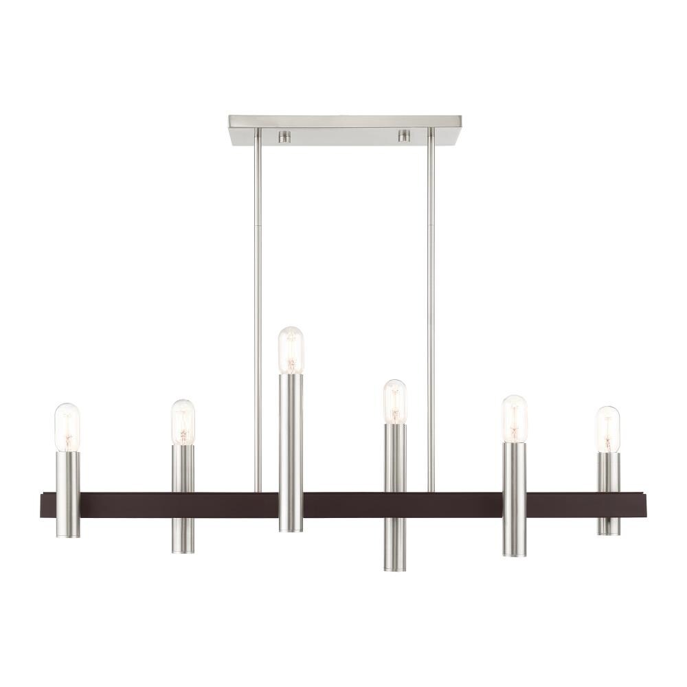 Livex Lighting 46866-91 Helsinki 6 -Light Brushed Nickel Mid-century For Use in Bathrooms, Bedrooms, Dining Rooms, Foyers, Kitchens, Living Rooms Chandelier