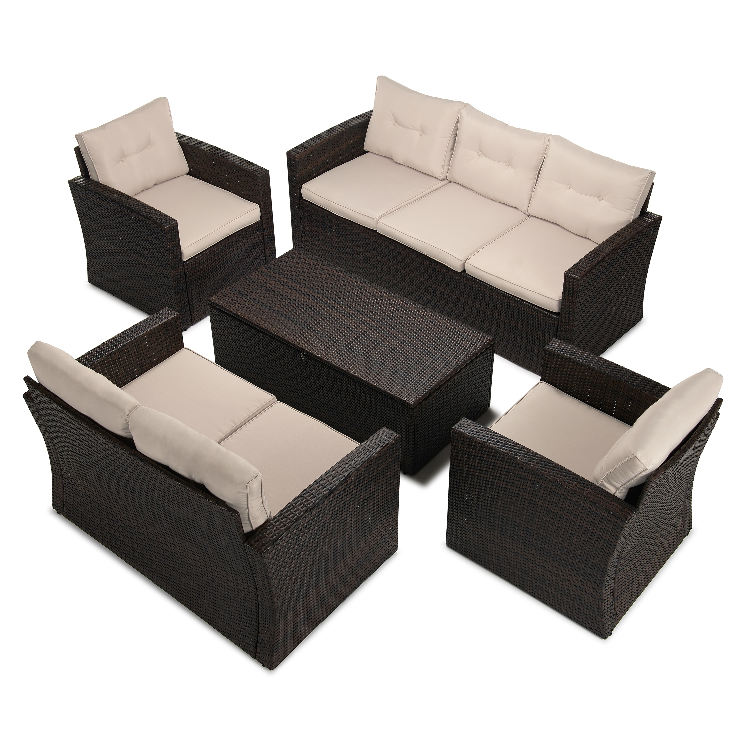 EDYO LIVING HY3614DBBG Best Home Choice 5 -Piece Wicker Patio Sofa Conversation Set with White edyo living Cushions