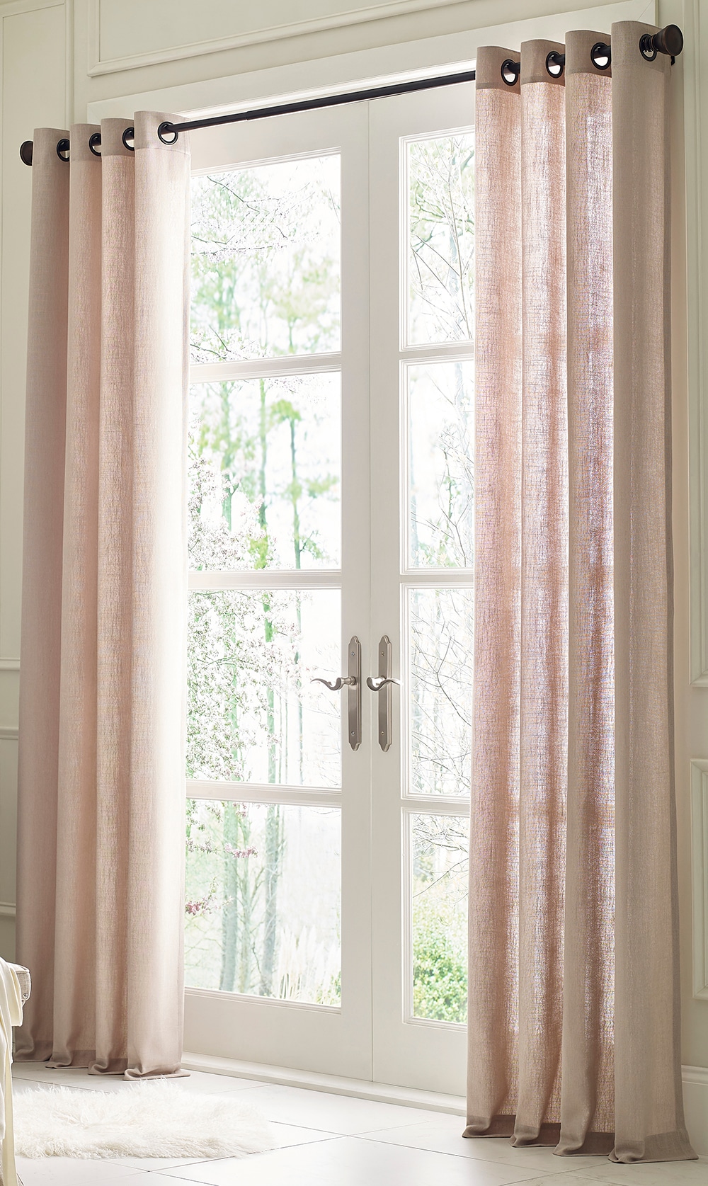 84-in Taupe Light Filtering Grommet Single Curtain Panel Polyester in Off-White | - allen + roth X783.07684ZBG