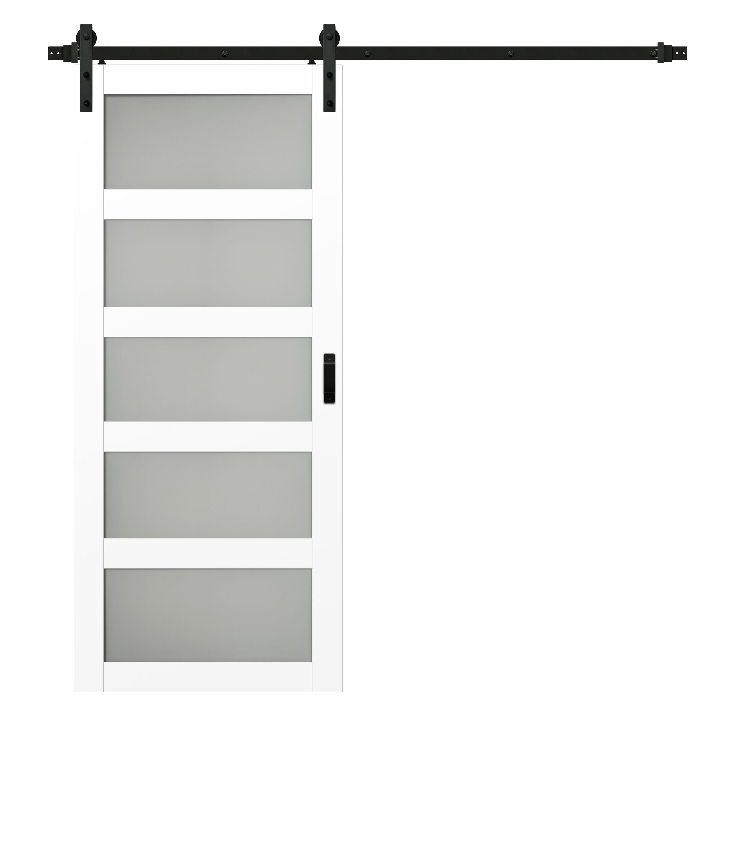  COSHOMER 36in x 84in 5-Panel Glass Barn Door with 6.6