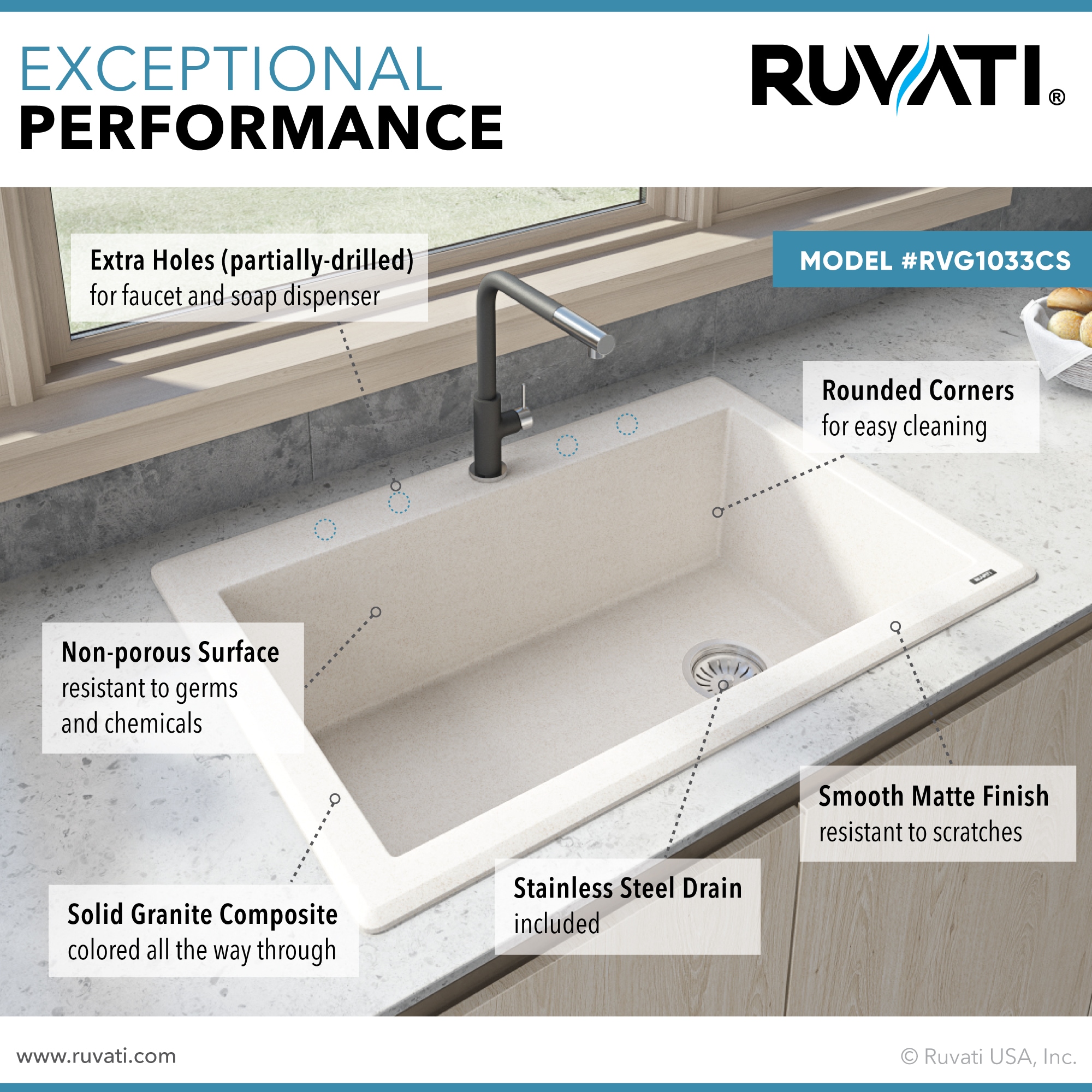 Ruvati RVG1033CS Kitchen-Sinks - View #7
