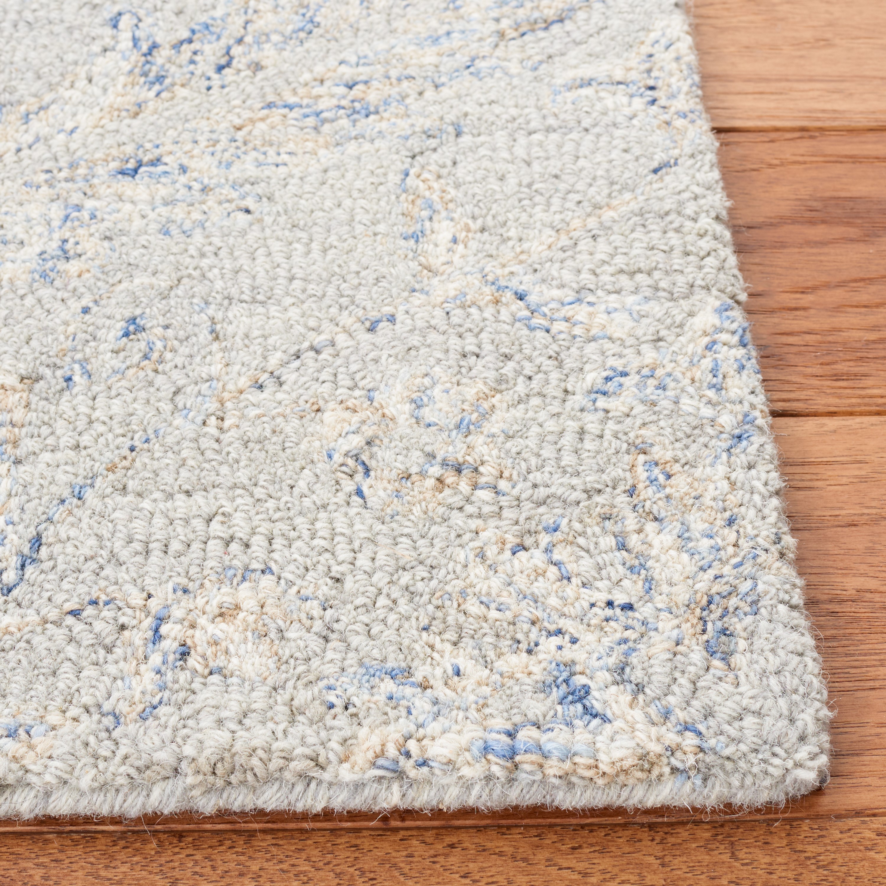 Handmade Gray Wool Tufted Non-slip Rug, 27" x 7"