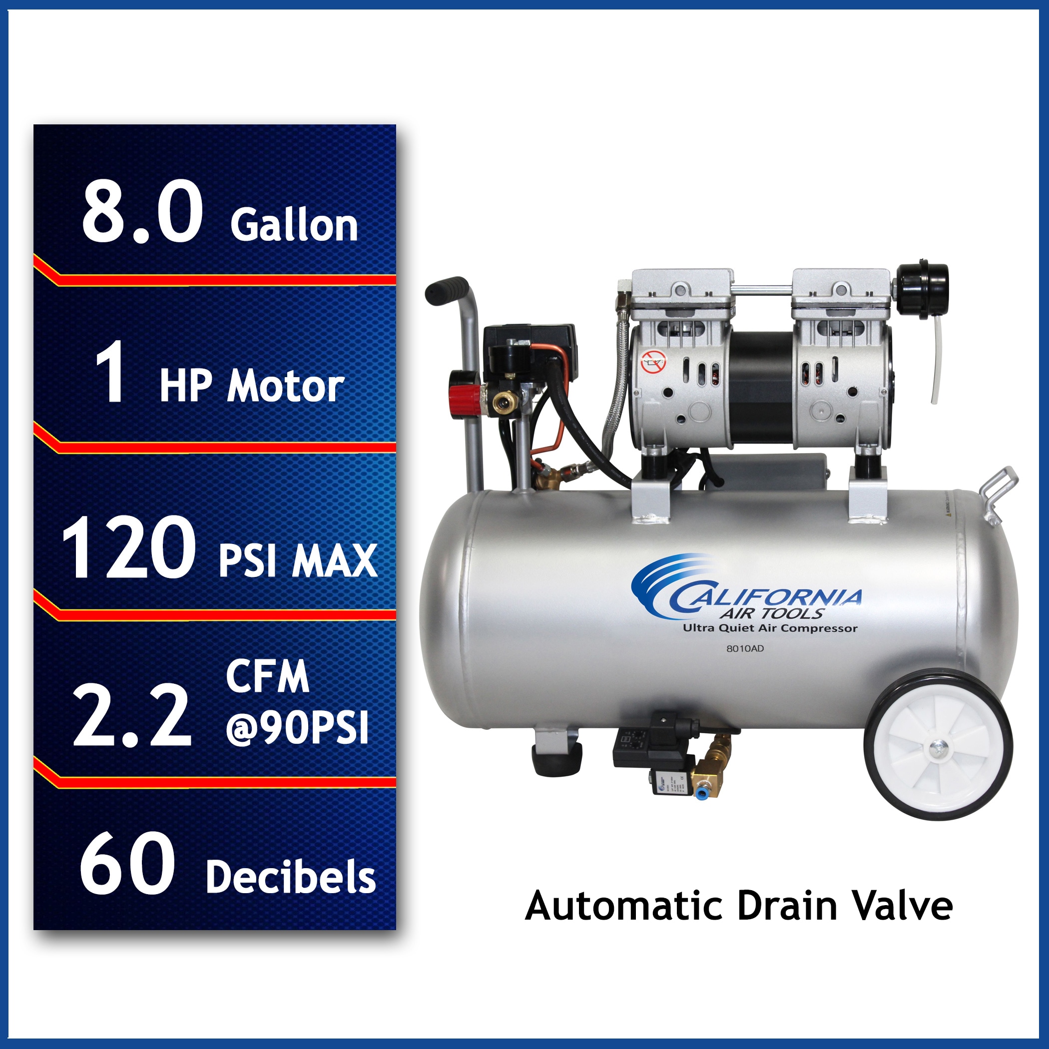 California Air Tools 8-Gallon Portable Electric 120 PSI Hot Dog Air Compressor CAT-8010AD Sansujyuku sansujyuku.com