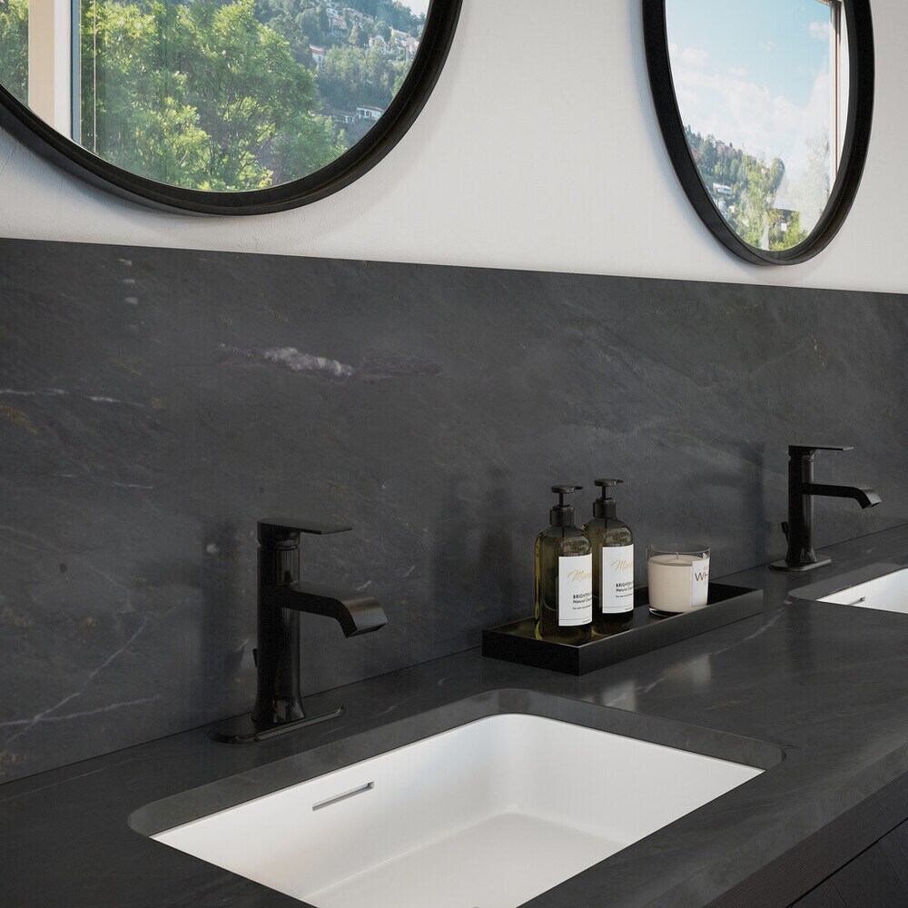 allen + roth Black Soapstone Natural Stone Black Kitchen
