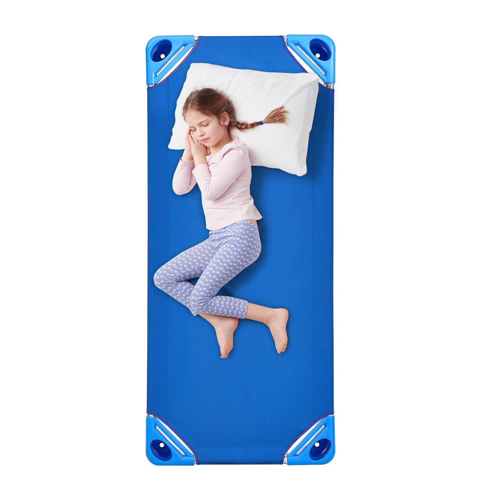 Slickblue 51.2-in x 22.4-in Blue Galvanized Iron Pipe Kids Nap Cot with ...