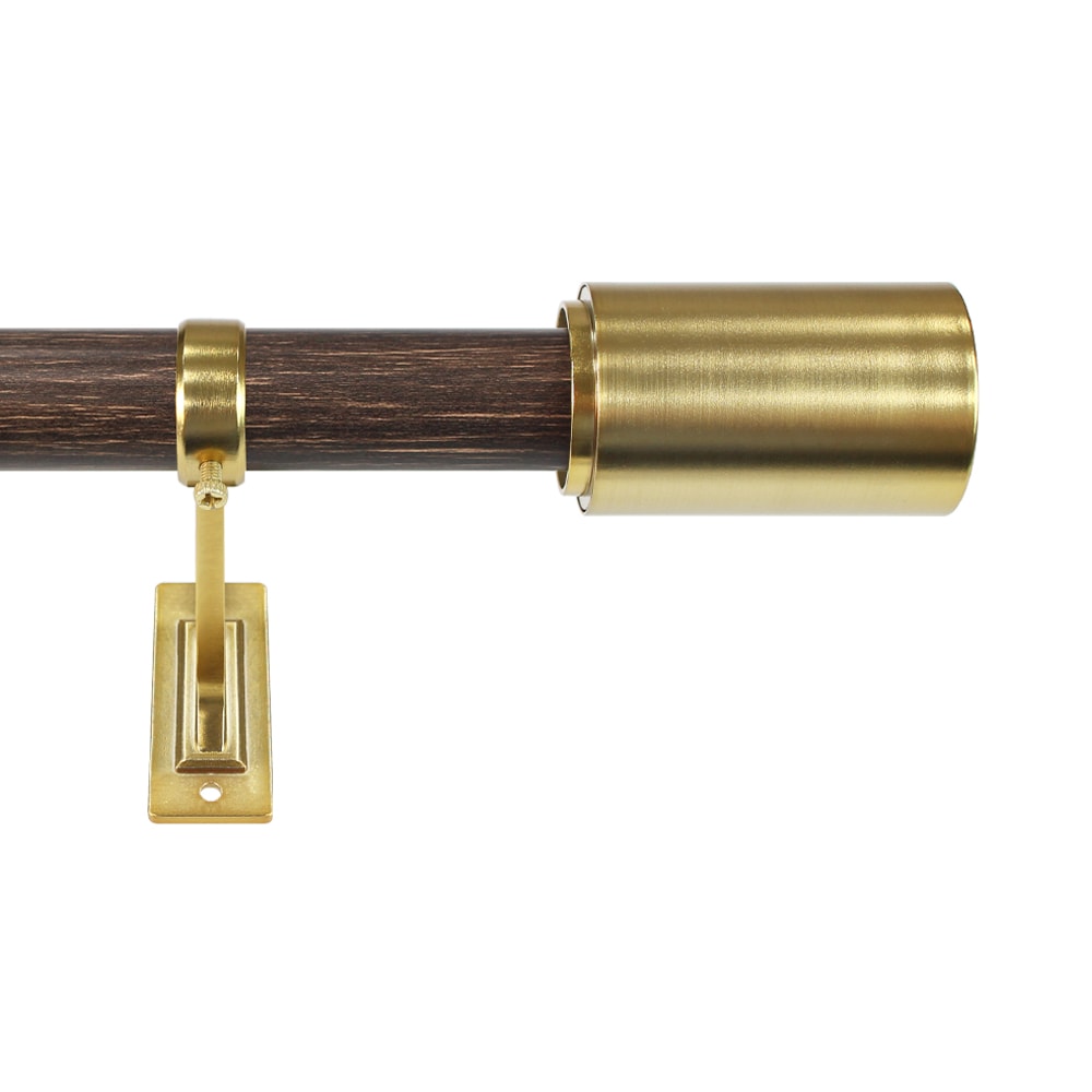 Origin 21 36-in to 72-in Wood and Gold Iron Single curtain rod with Finials