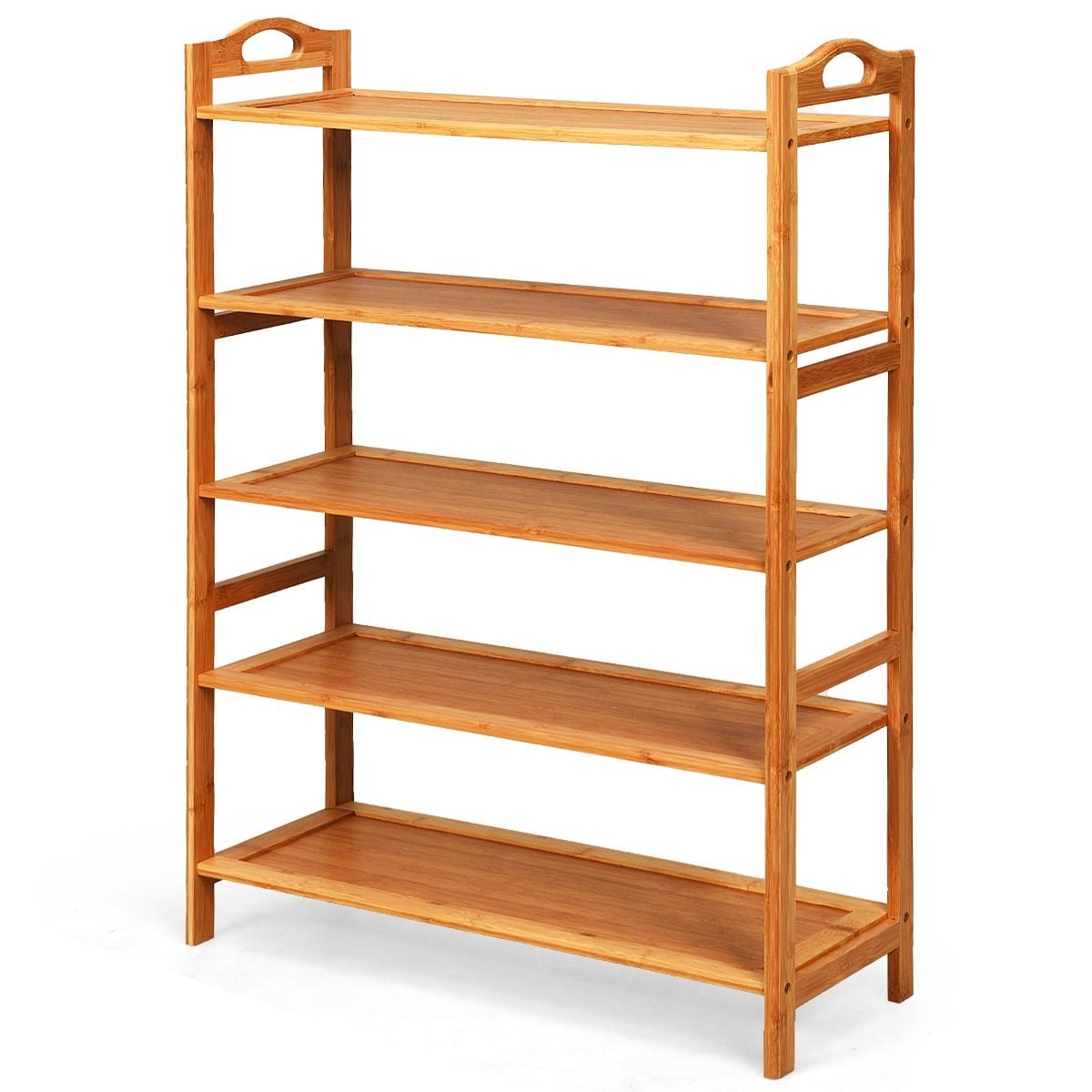 Slickblue Freestanding Wooden Shoe Rack with Thick Boards and Handles for Entryway Bedroom or Living Room