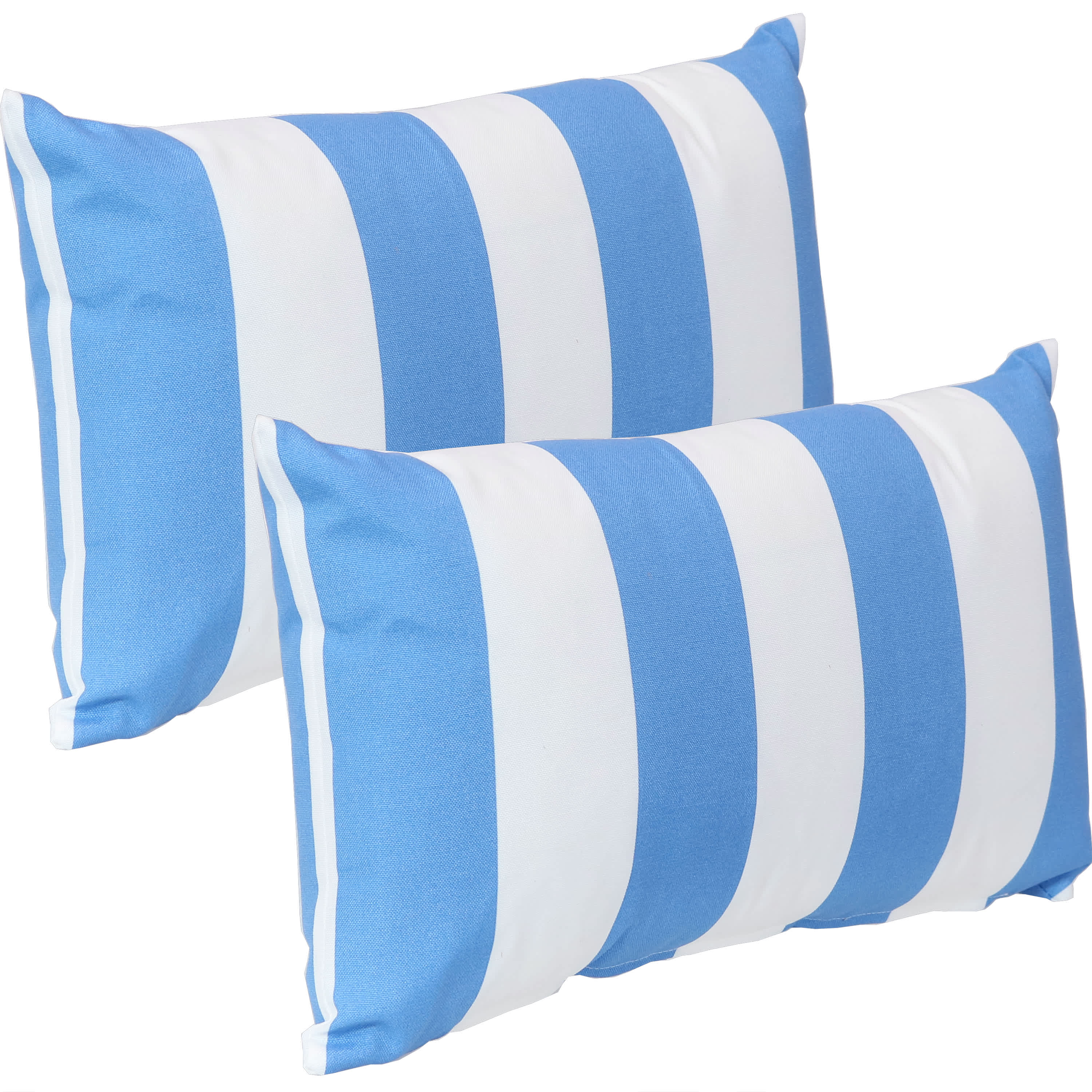 Sunnydaze Decor SNR-799 Sunnydaze Indoor and Outdoor Decorative Lumbar Pillows Set of 2 with Zipper Closures and Inserts - 12 x 20 Inch Rectangular Throw Pillows - Weather-Resistant Polyester - Beach-Bound Stripe