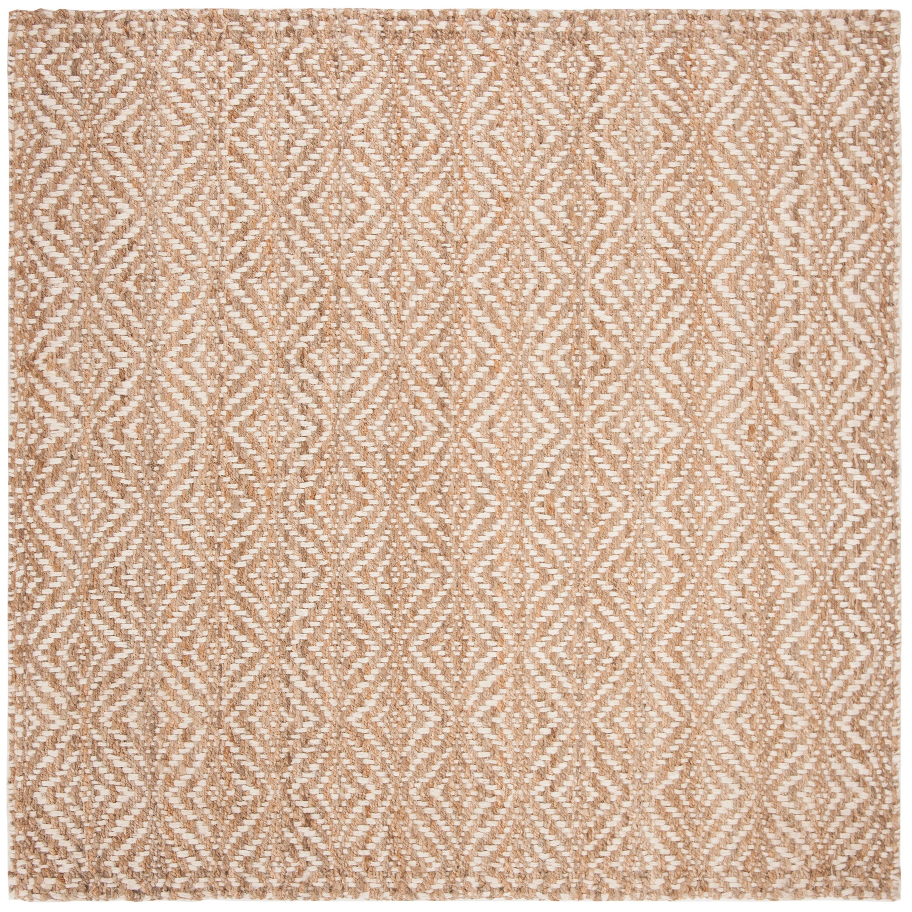 Ivory Natural Fiber 7' x 7' Square Hand-Knotted Rug