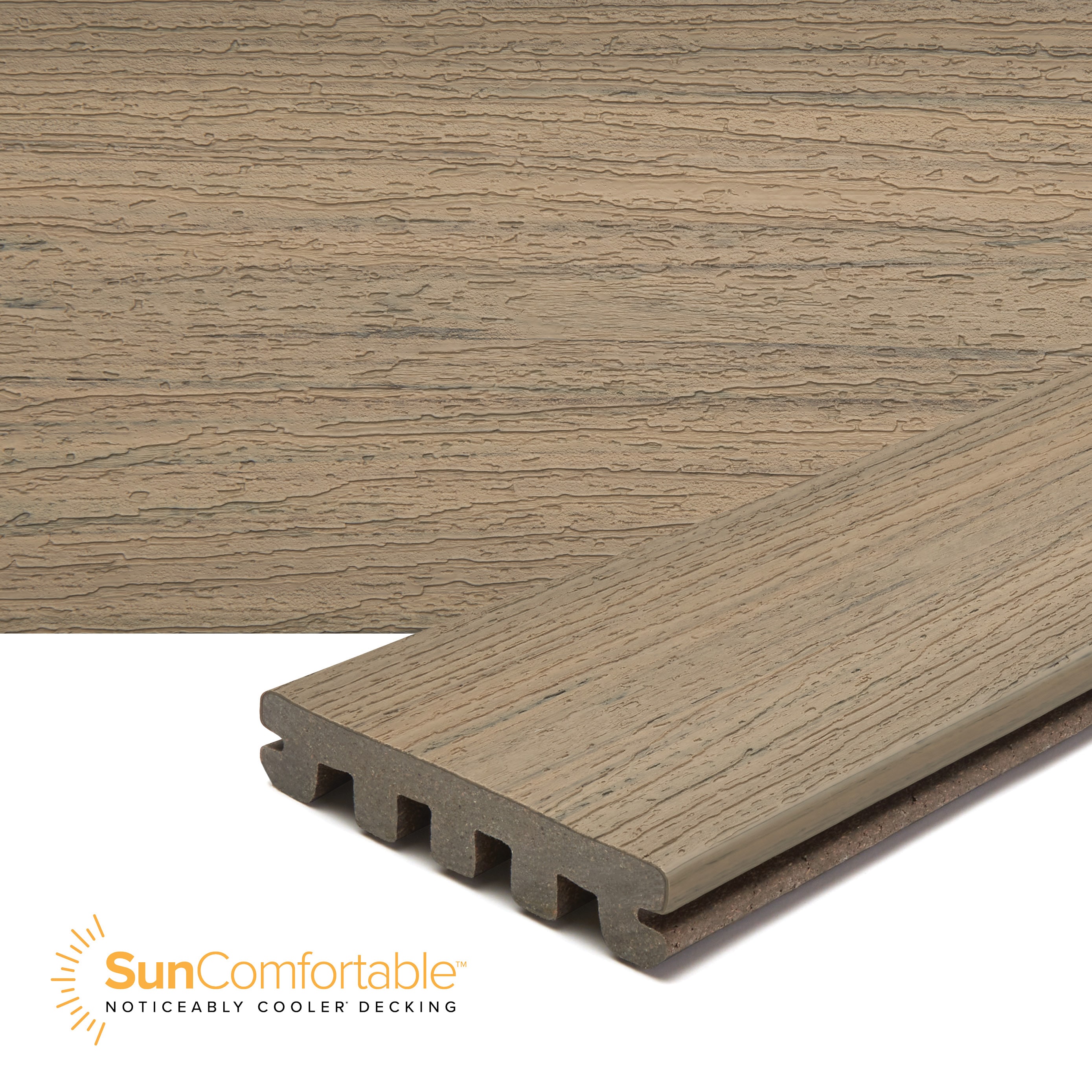 Trex HY010620E2G01 Enhance Naturals 1-in x 6-in x 20-ft Honey Grove Grooved Composite Deck board