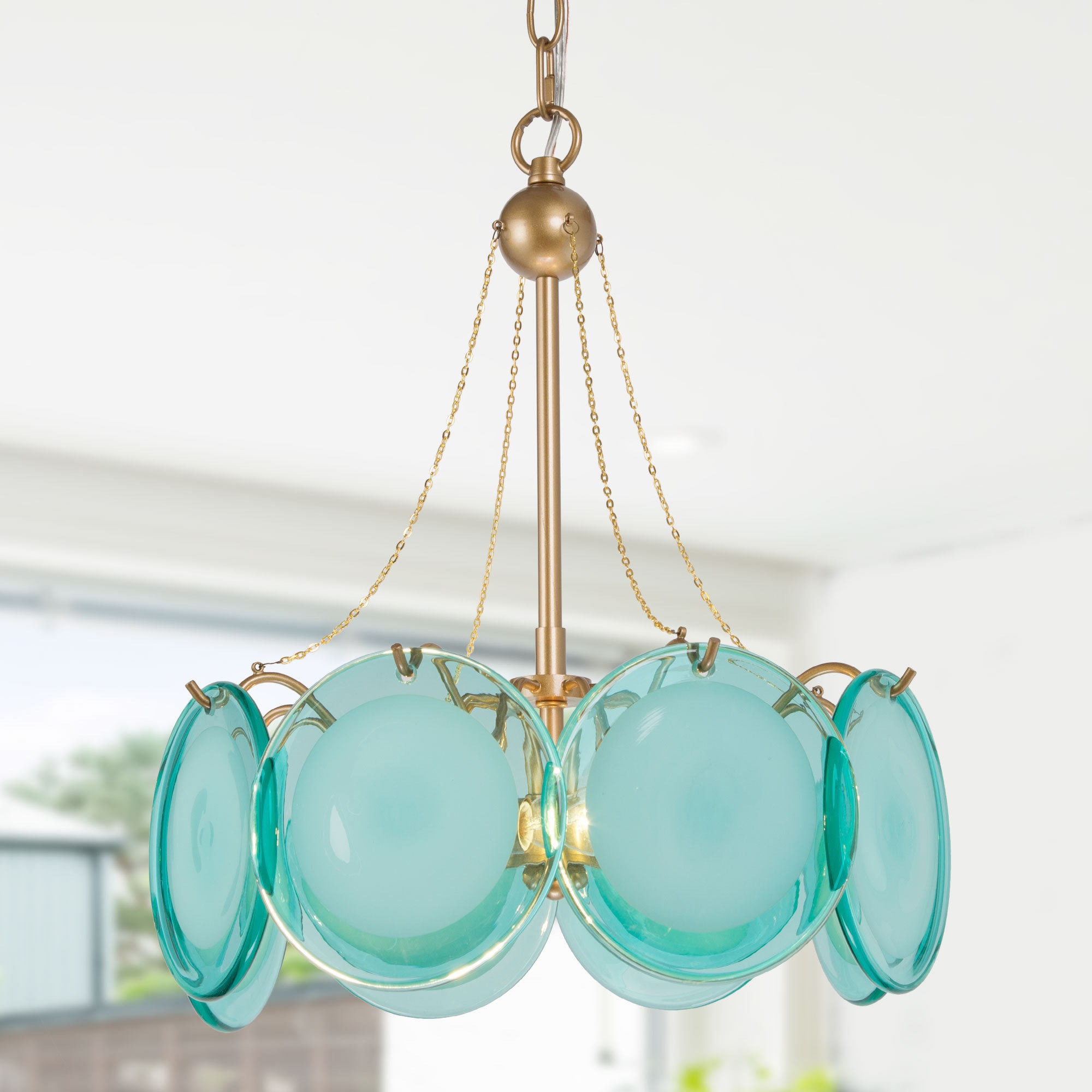 blue drum chandelier