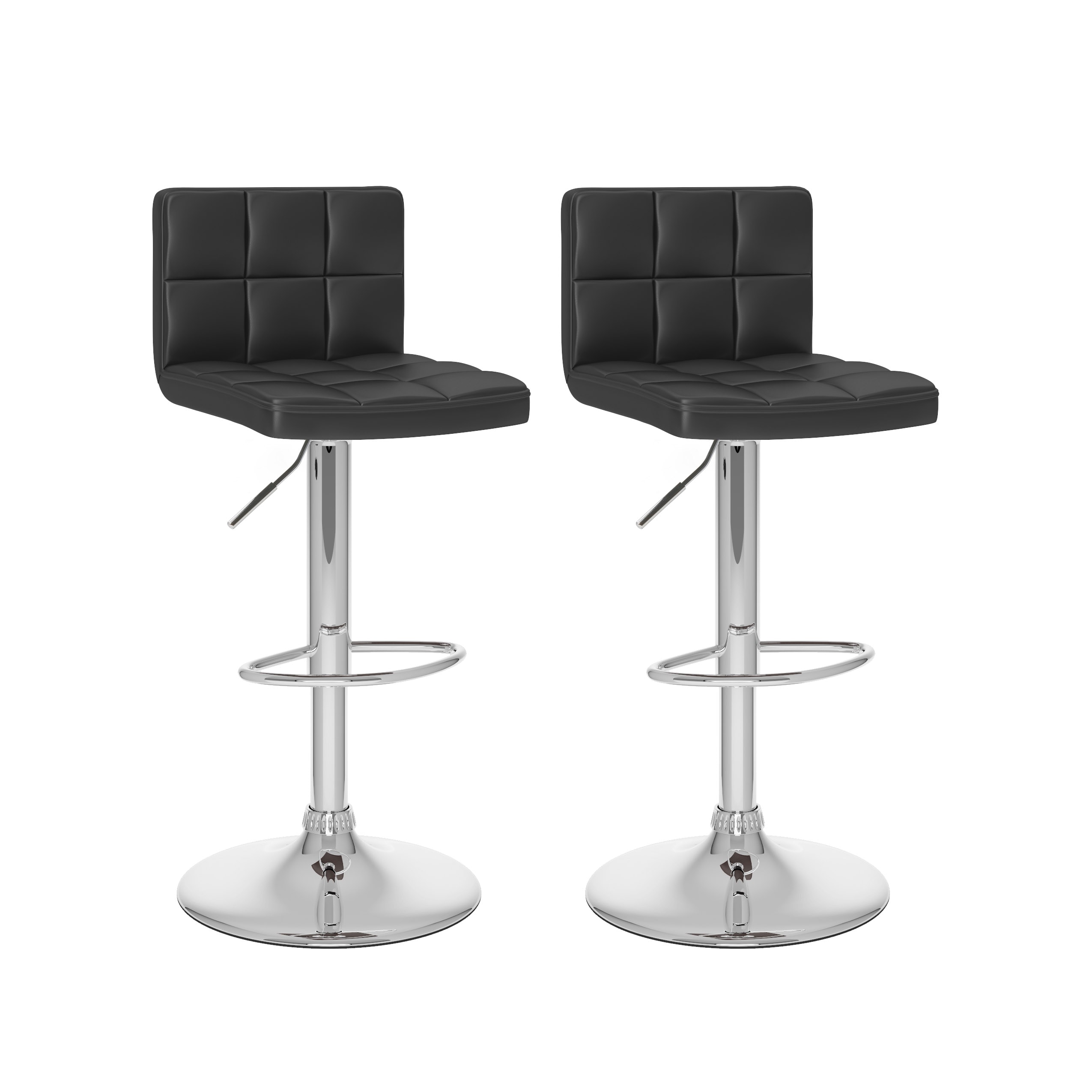 CorLiving DPU-704-B Zion Black 25.25-Inches H Adjustable Height Counter height Square seat Upholstered Swivel Metal Bar Stool and Back