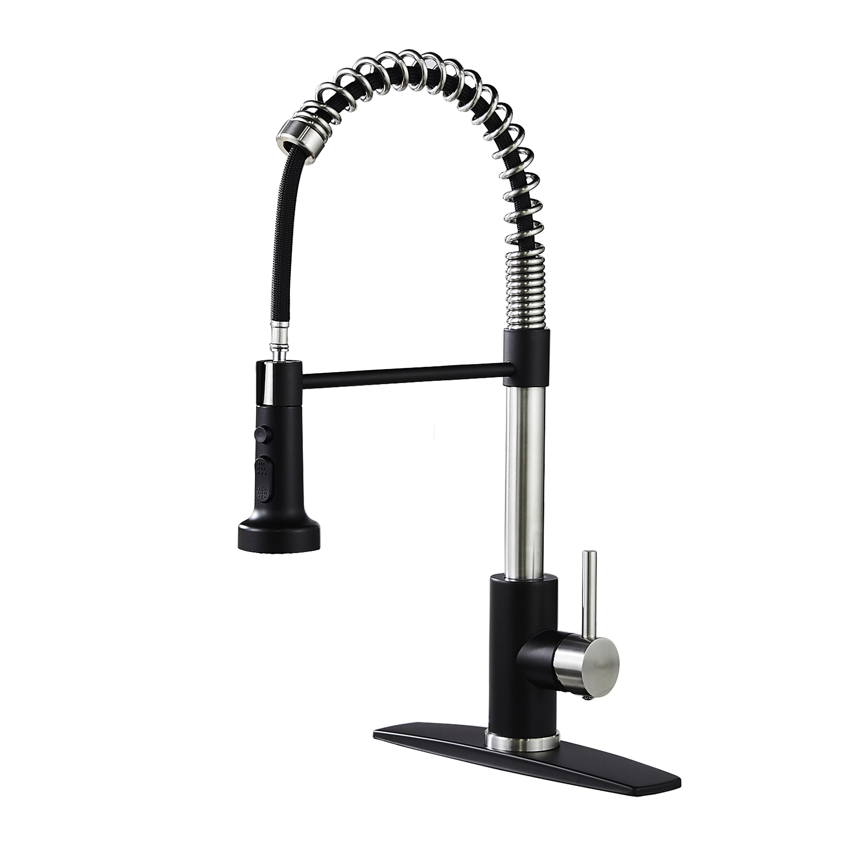 androme Black Brushed Single Handle Deck-mount Kitchen Faucet with Sprayer ( Deck Plate Included )