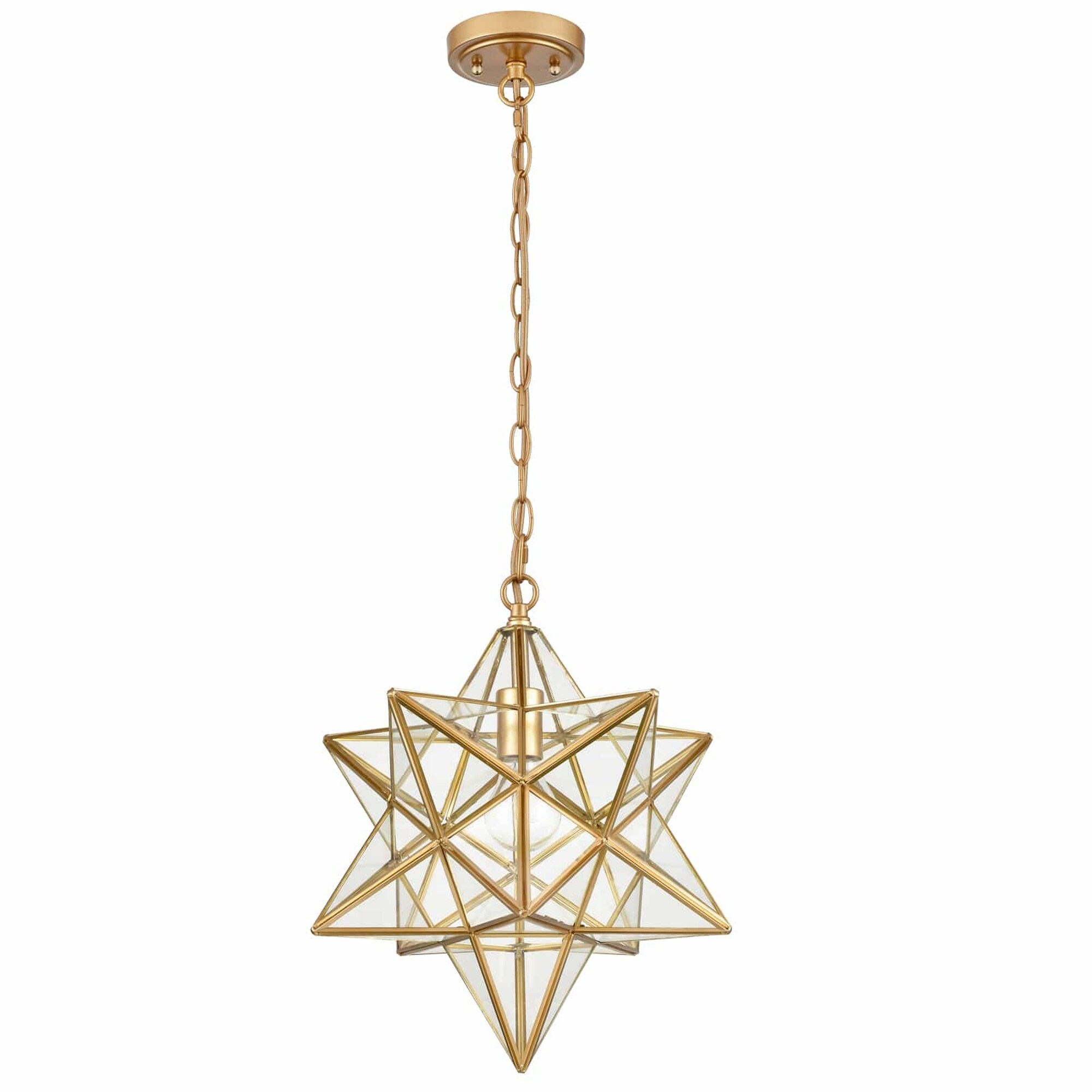 Claxy Geometric Gold Modern/Contemporary Clear Glass Geometric LED Hanging Pendant Light | TJ-B5314DU-16J-T