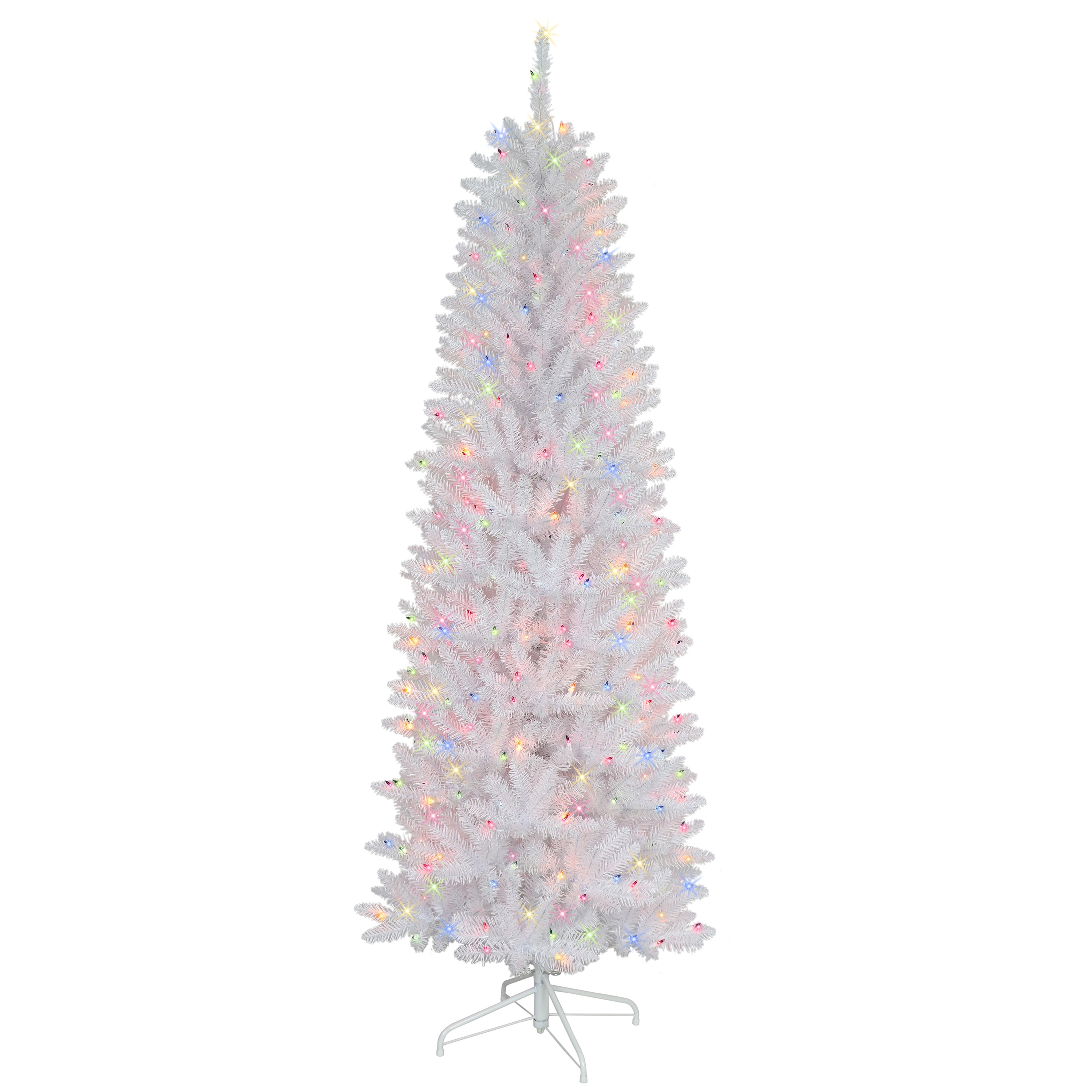 6.5-ft Fraser Fir Pre-lit Pencil White Artificial Christmas Tree with Incandescent Lights | - Puleo International FFPTWA-65M25