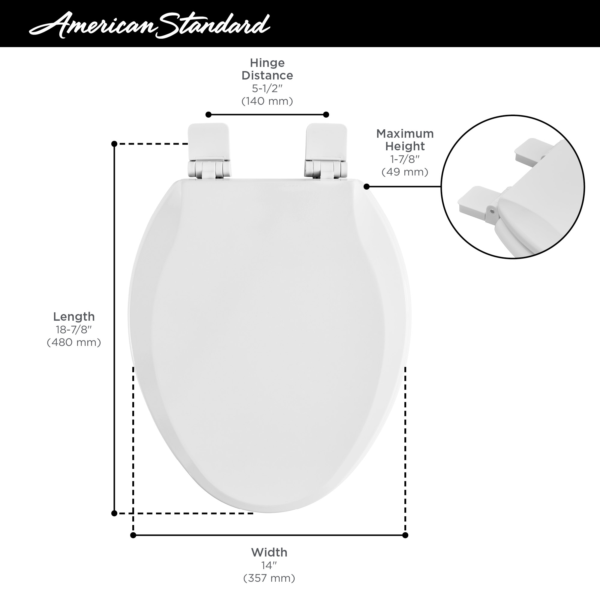 American Standard Bedminster Wood White Elongated Soft Close Toilet ...