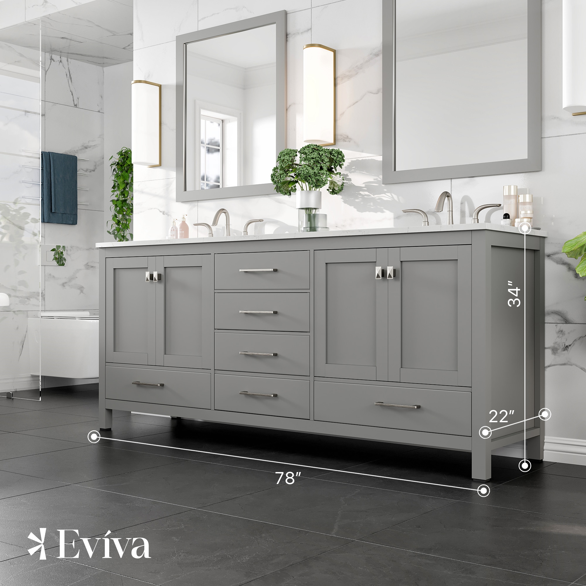 Eviva EVVN412-78GR-Q Bath-Vanity-Combo - View #2