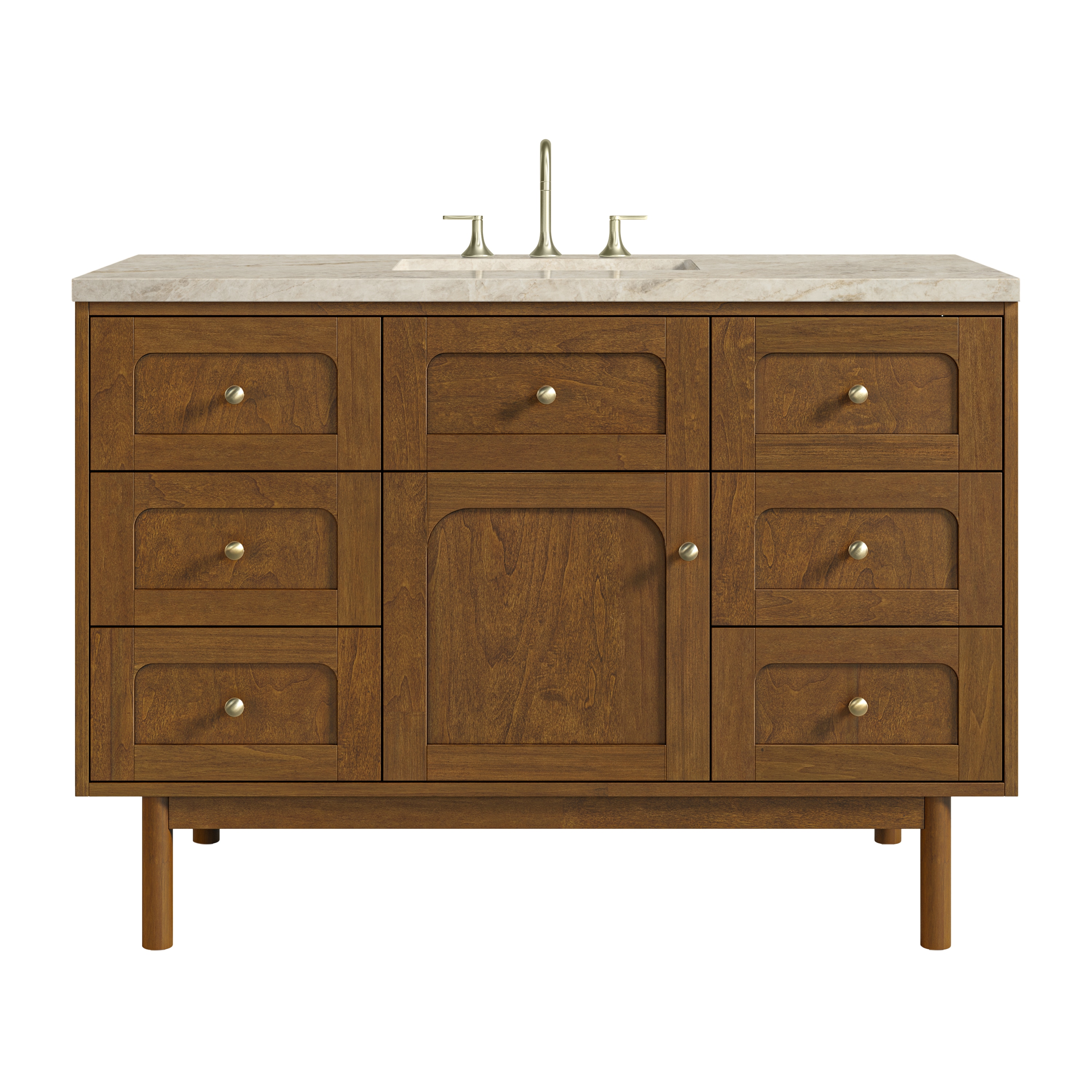 James Martin Vanities Laurent 48-in Honey Oak Undermount Single Sink Bathroom Vanity with Quartz Top