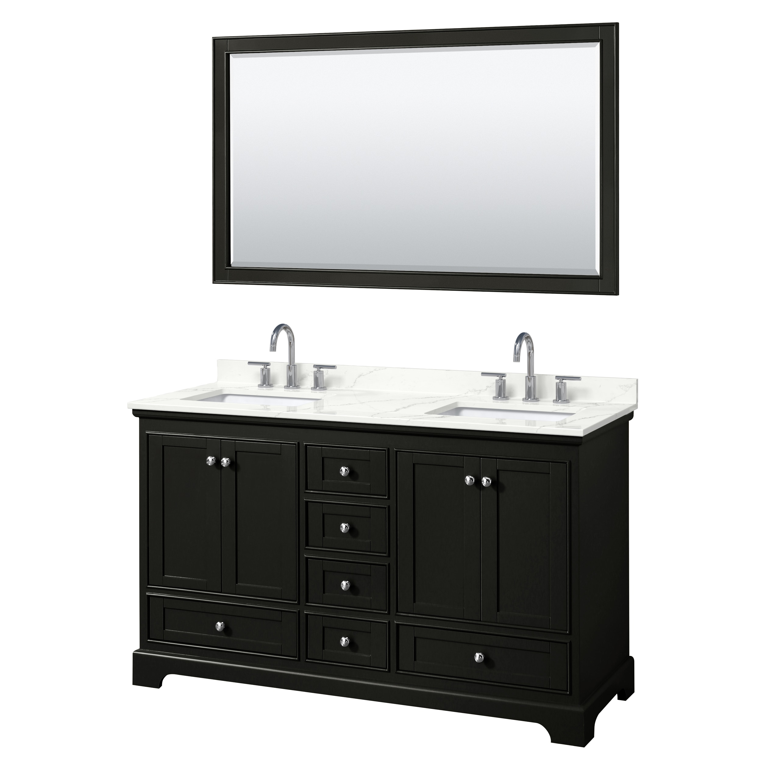 Wyndham Collection WCS202060DDEGTUS3M58 Deborah 60-in Dark Espresso Undermount Double Sink Bathroom Vanity with Giotto Quartz Top (Mirror Included)