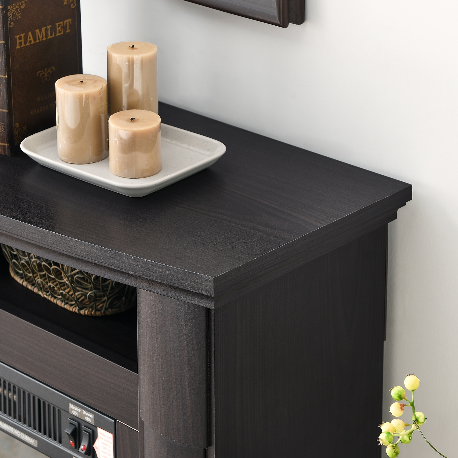 SINOFURN 31.5-in W Dark Brown TV Stand with LED Electric Fireplace in ...