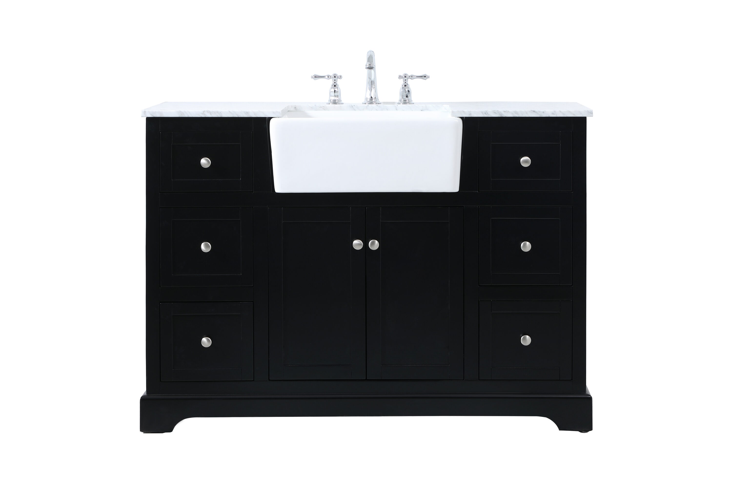 Elegant Decor HF180744BK Home Furnishing 48-in Black Undermount Single sink Bathroom Vanity with Carrara White Marble Top