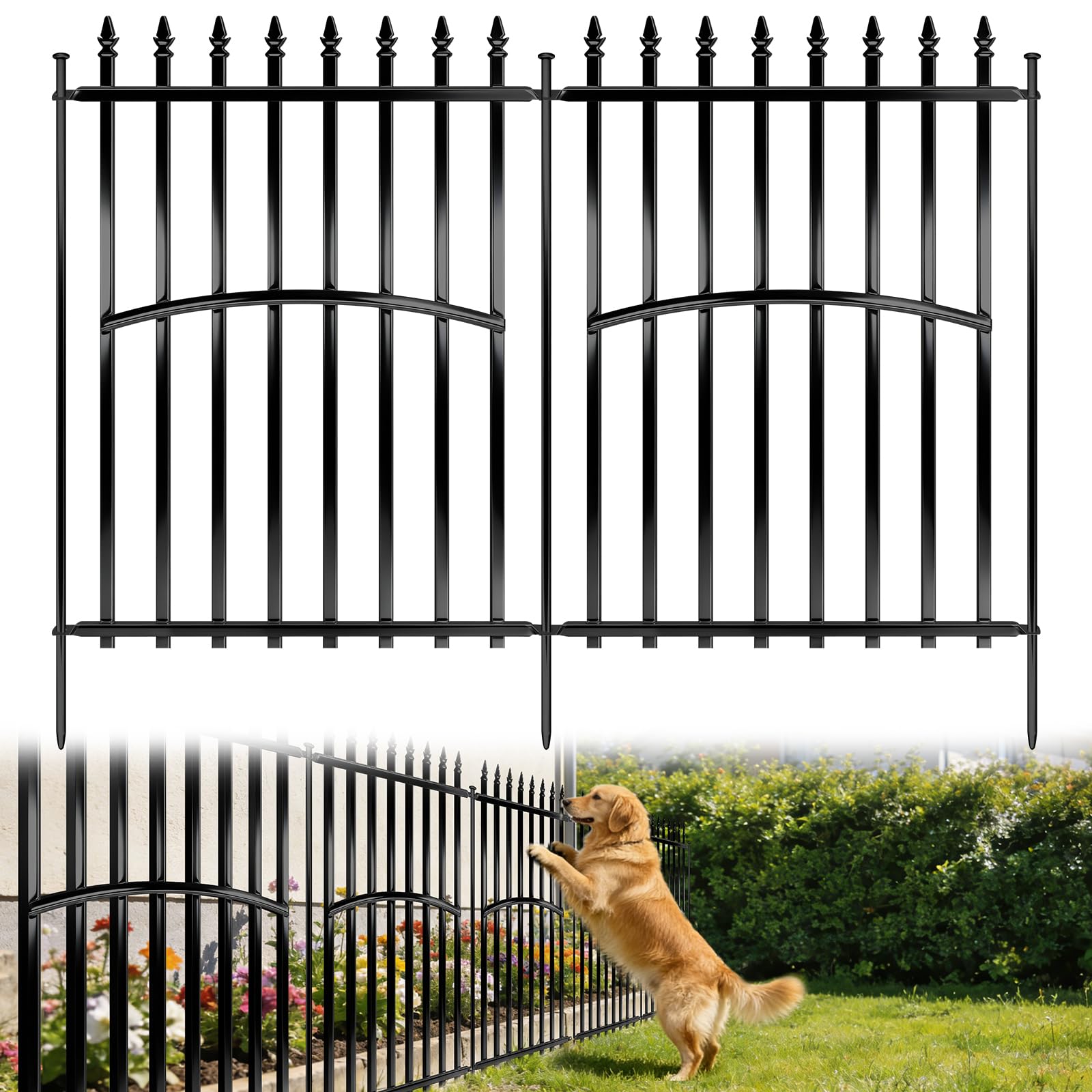 Yichuhaoxi  Metal Garden Fence 32in Height by 27in Width 10 Panels Total Length 23ft No Dig Animal Barrier Fence Heavy Duty Tube Decorative