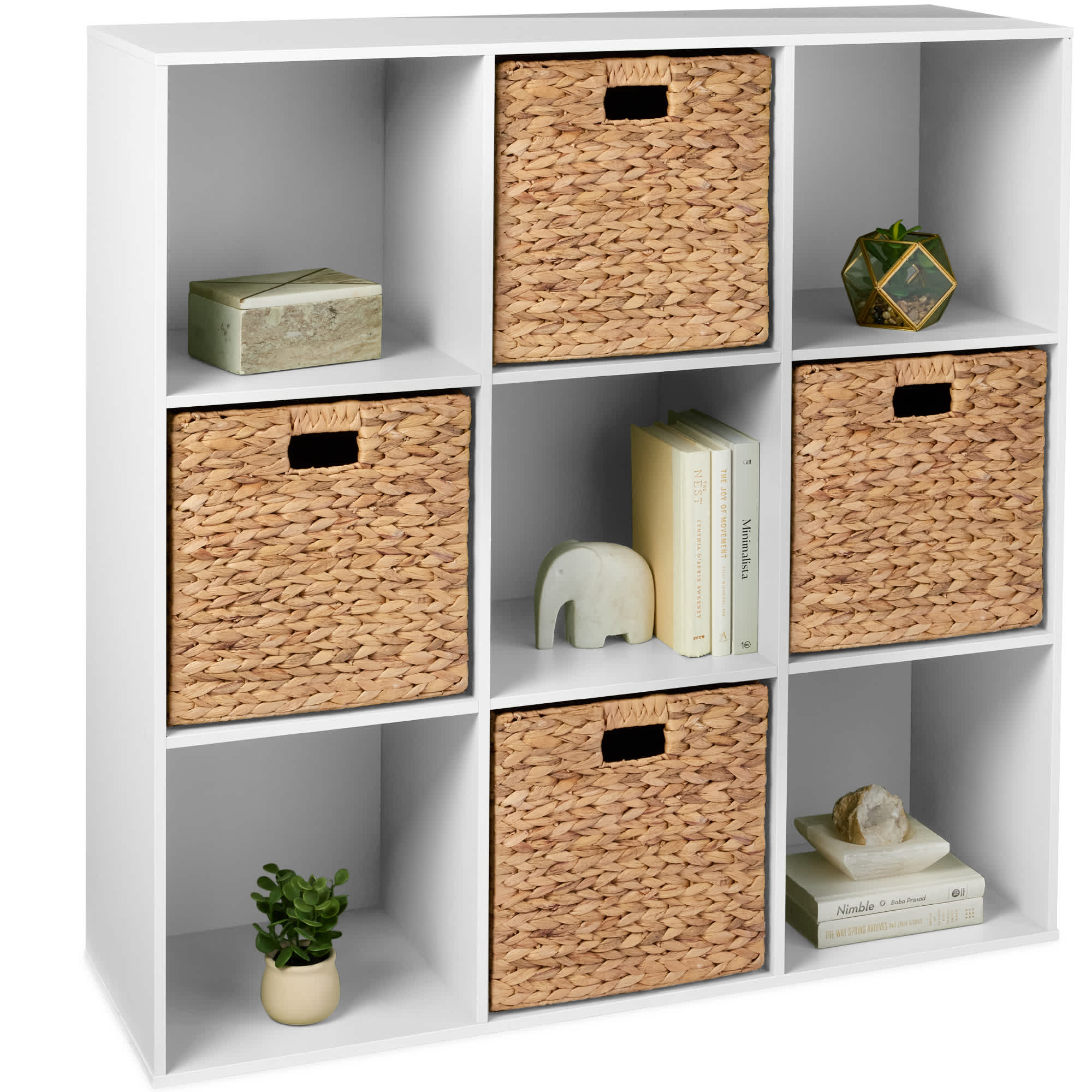 Best Choice Products SKY8750 9-Cube Bookshelf 135in Display Storage System Organizer w/ Removable Back Panels - White