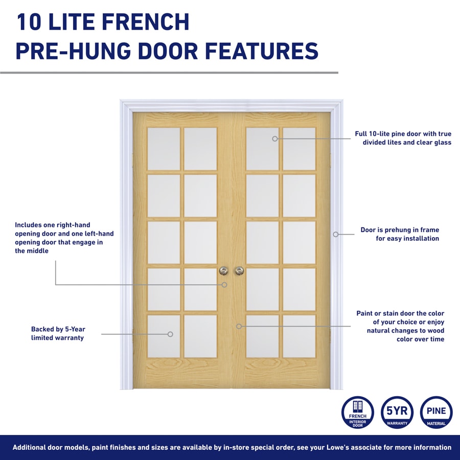 RELIABILT 10 Lite Wood 48-in x 80-in Unfinished Clear Glass Unfinished ...