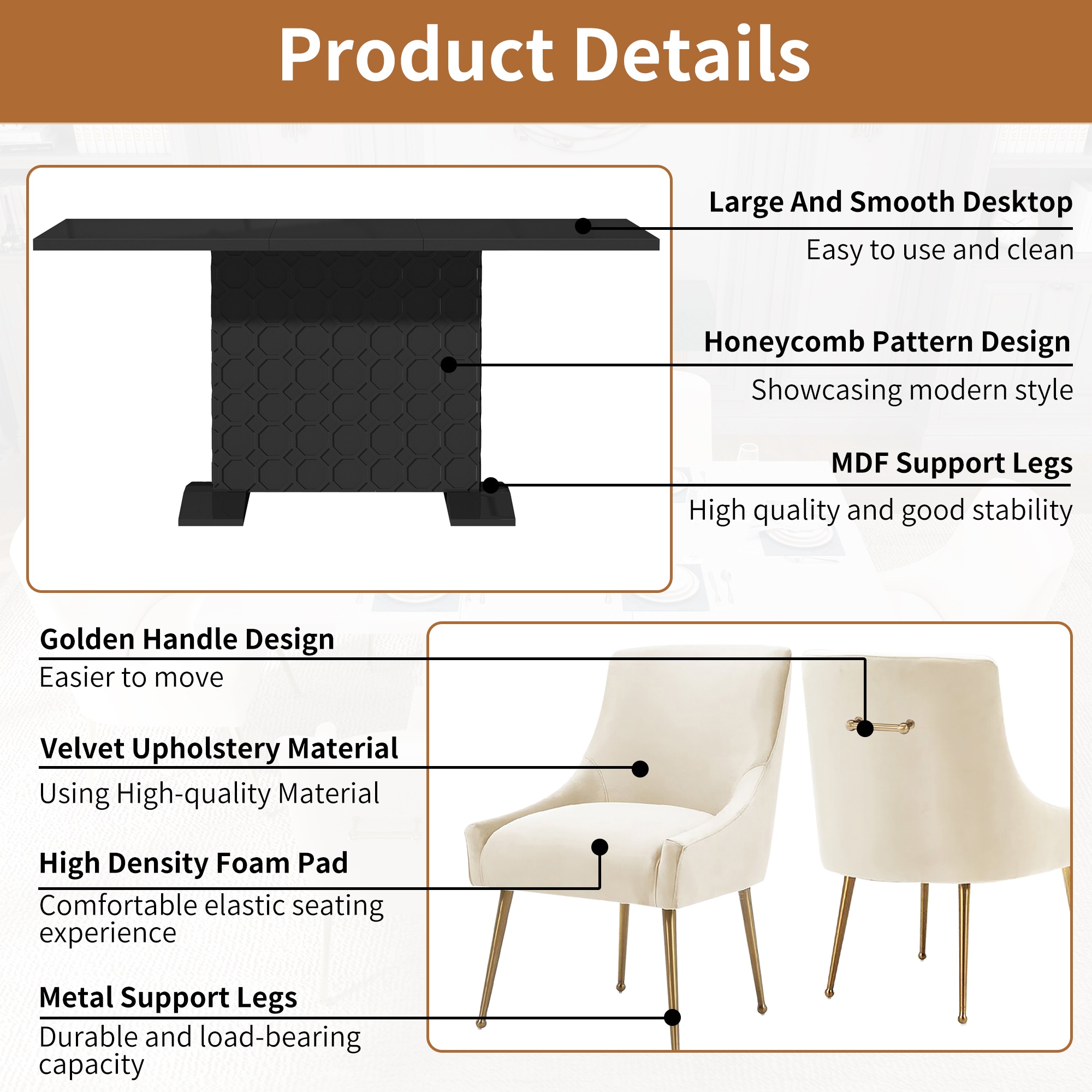 Clihome CL-ST1-BK700BE Dining-Sets - View #10