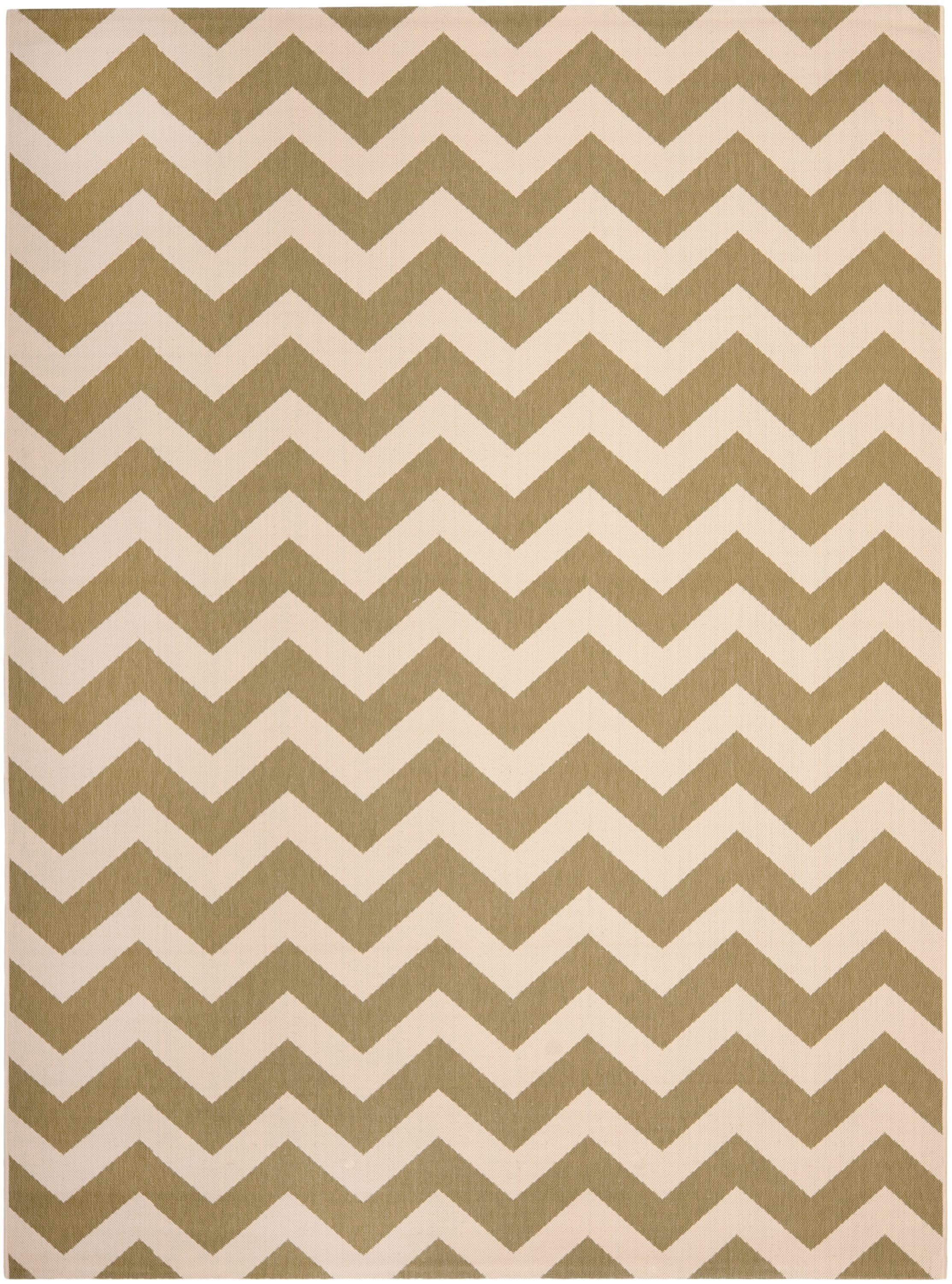Safavieh CY6244-244-8 Courtyard Aiea 8 x 11 (ft) Loomed Polypropylene Green/Beige Rectangular Indoor/Outdoor Chevron Coastal Area rug