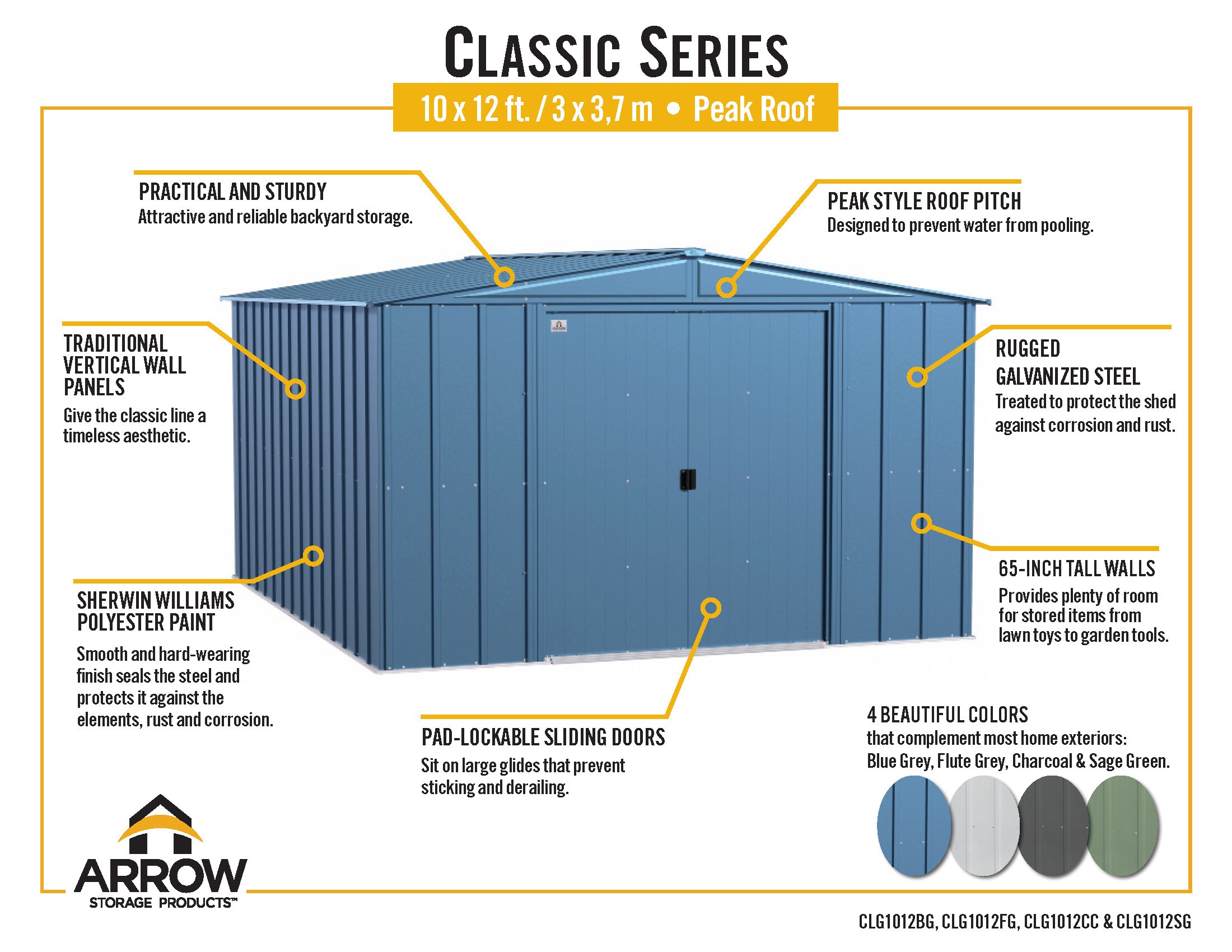 Arrow CLG1012CC Metal-Storage-Buildings-Sheds - View #11