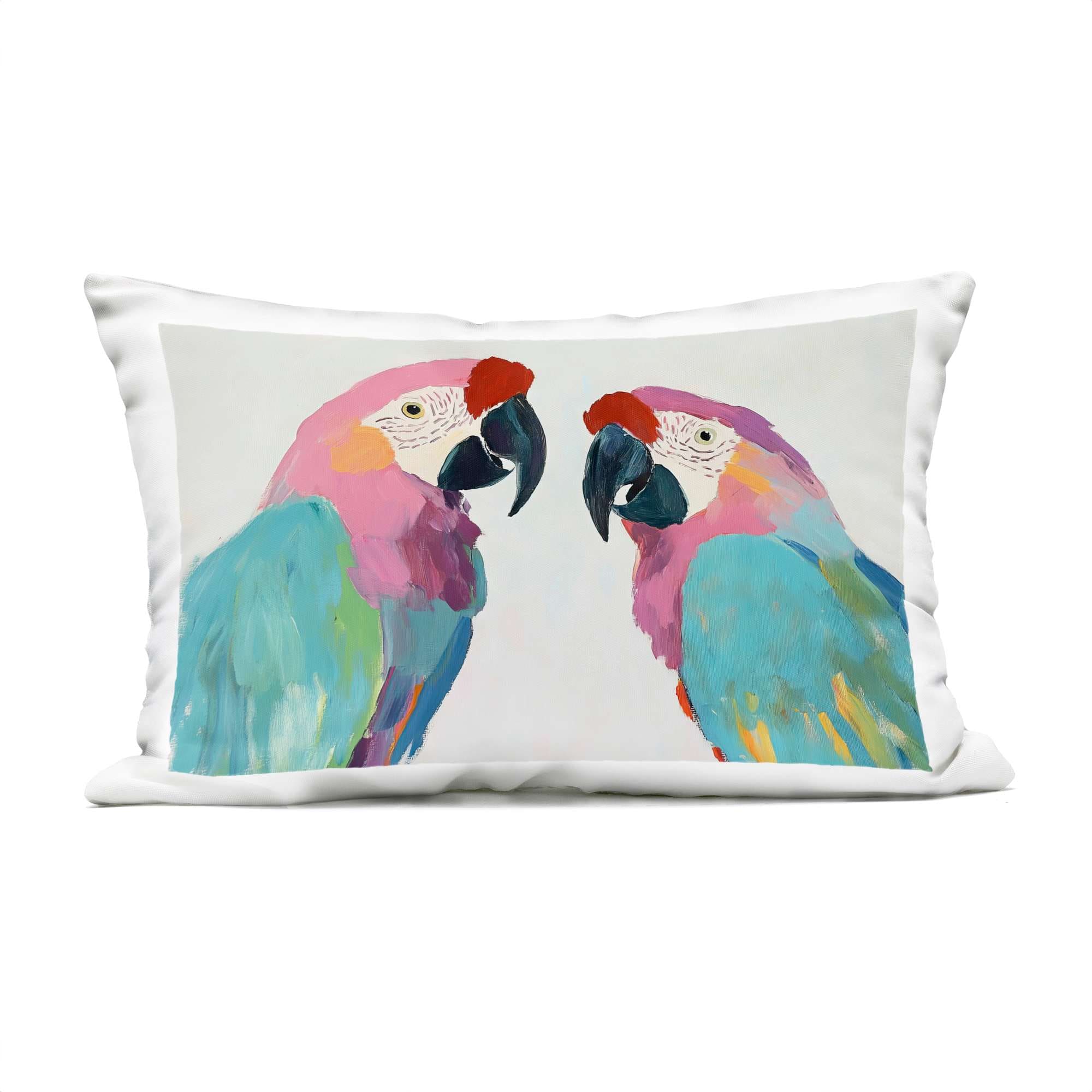 Stupell Industries PLQ-756-ORC-14X20 Exotic Pastel Macaws Outdoor Printed Pillow design by Sisi and Seb 14 x 20